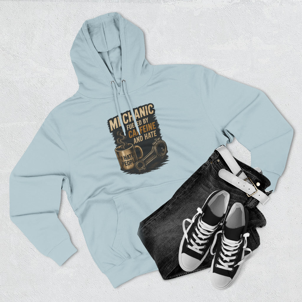 Mechanic Hoodie — 'Fueled by Caffeine and Hate' Graphic Pullover