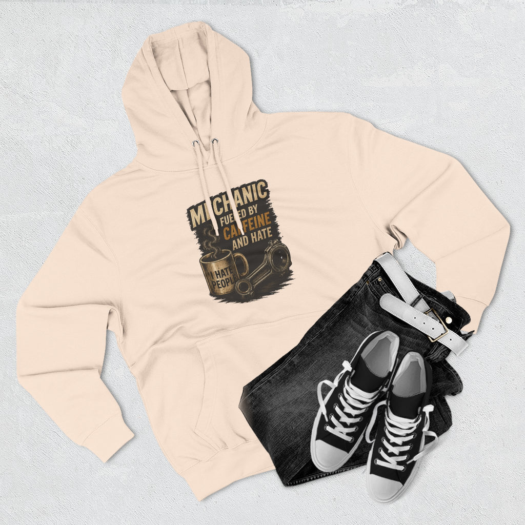 Mechanic Hoodie — 'Fueled by Caffeine and Hate' Graphic Pullover