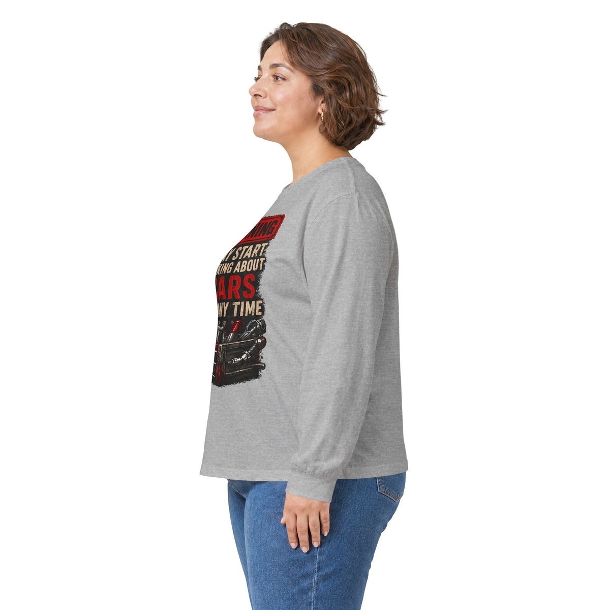 Long Sleeve Tee — "Warning: May Start Talking About Cars at Any Time" Car Lover Shirt