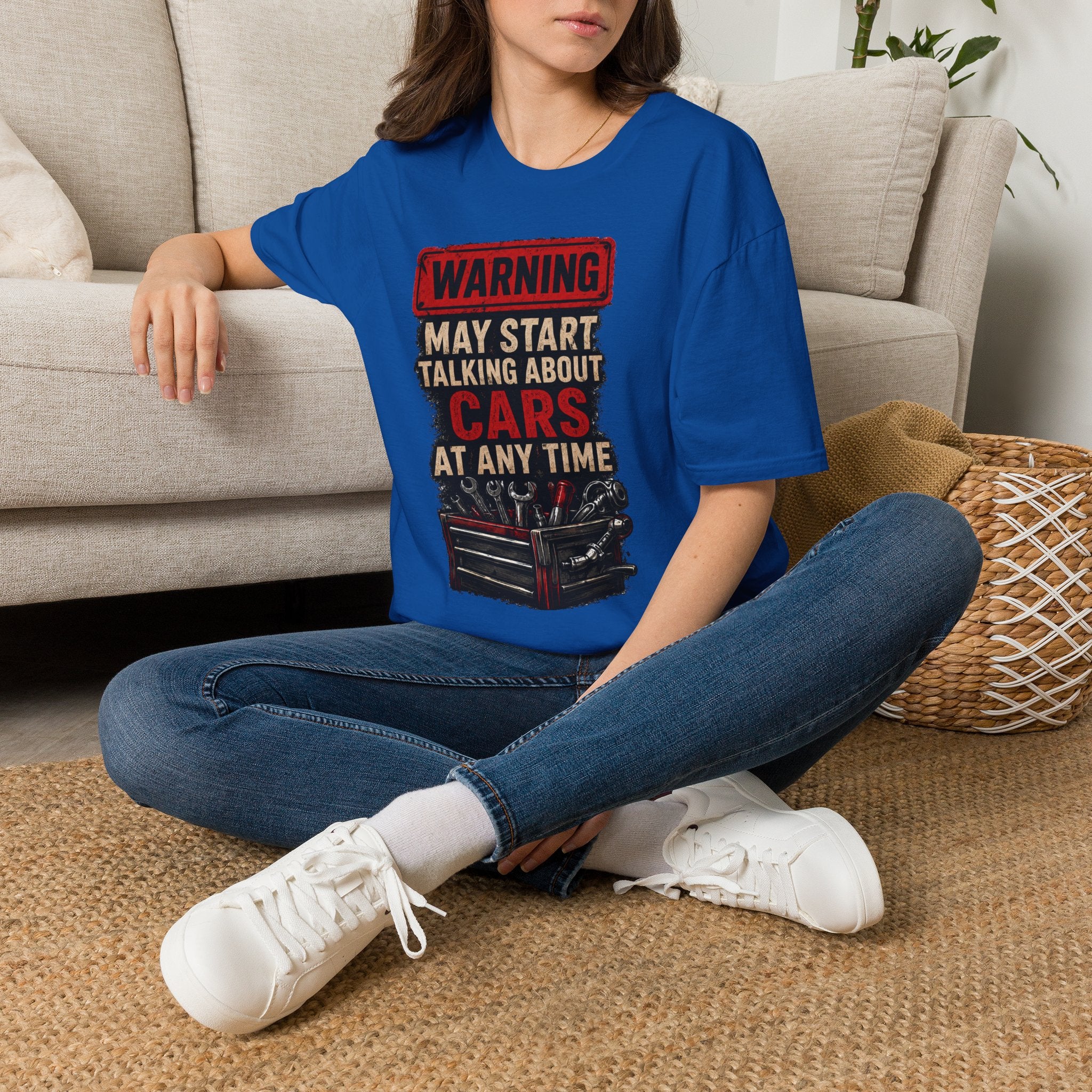 Cars Warning T-Shirt — “Warning May Start Talking About Cars at Any Time” Auto Lover Tee