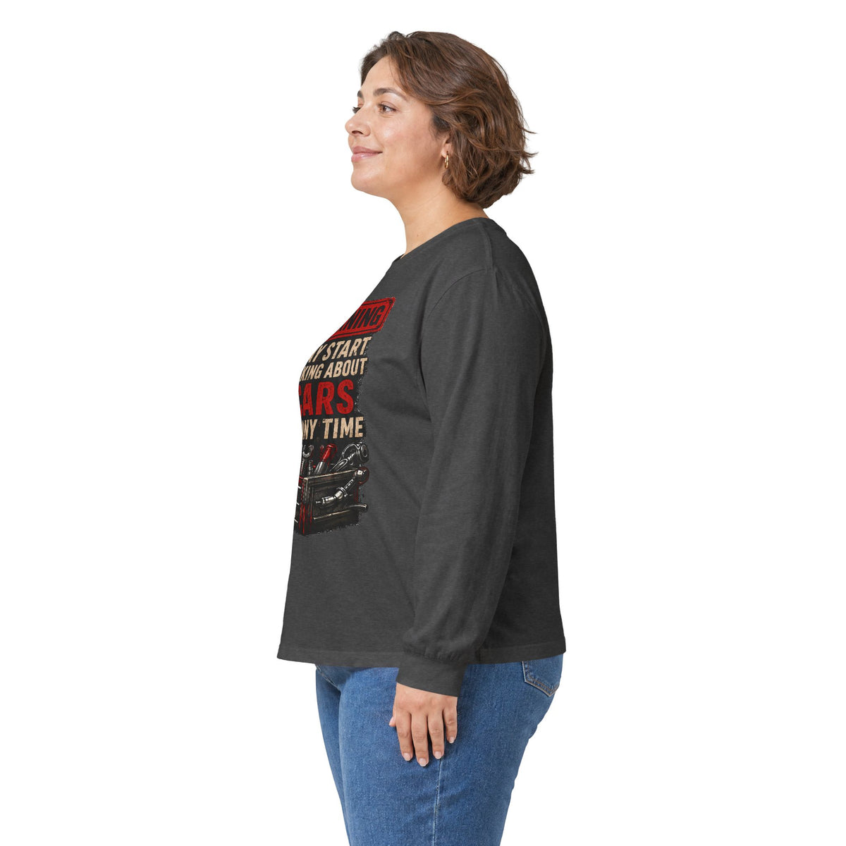 Long Sleeve Tee — "Warning: May Start Talking About Cars at Any Time" Car Lover Shirt