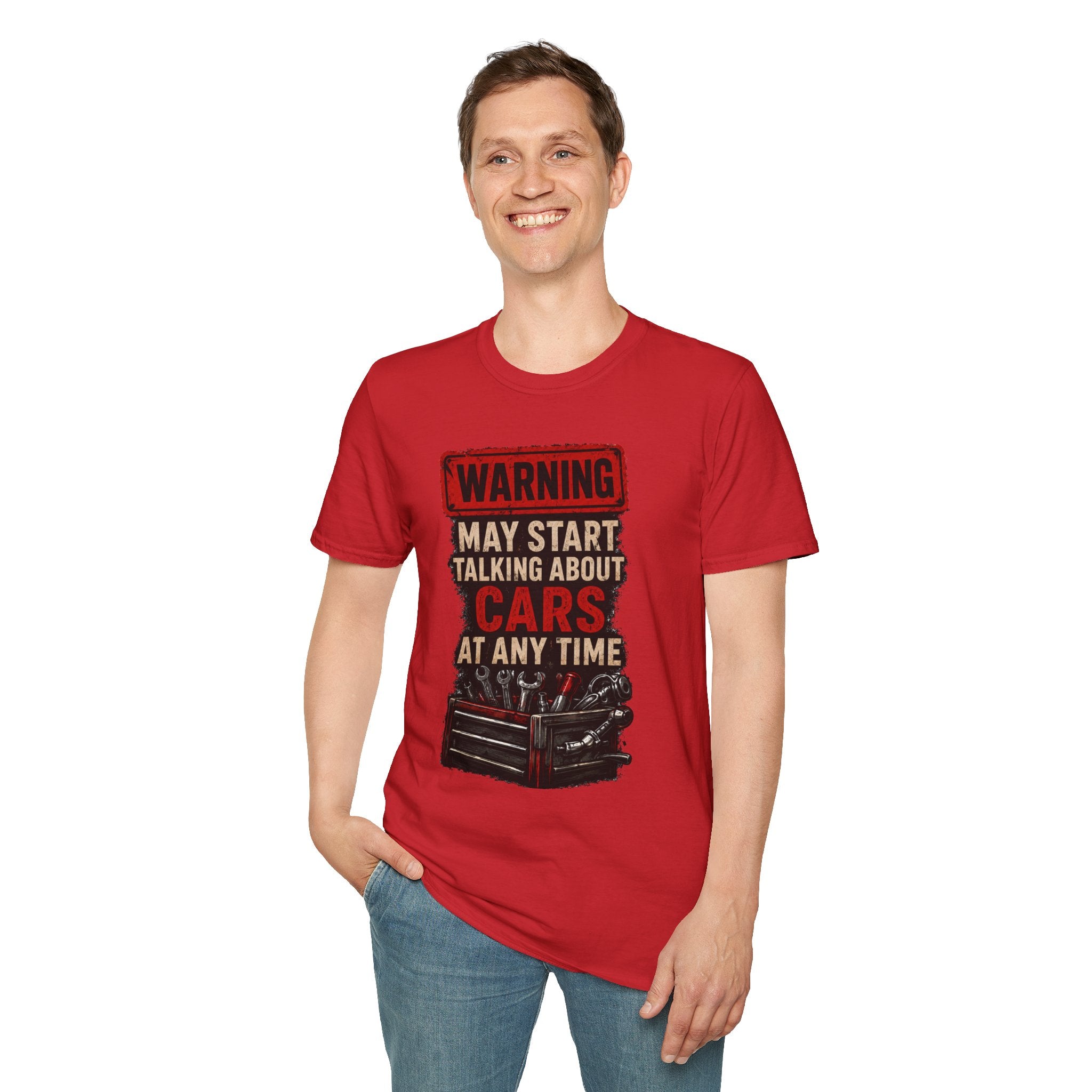 Cars Warning T-Shirt — “Warning May Start Talking About Cars at Any Time” Auto Lover Tee