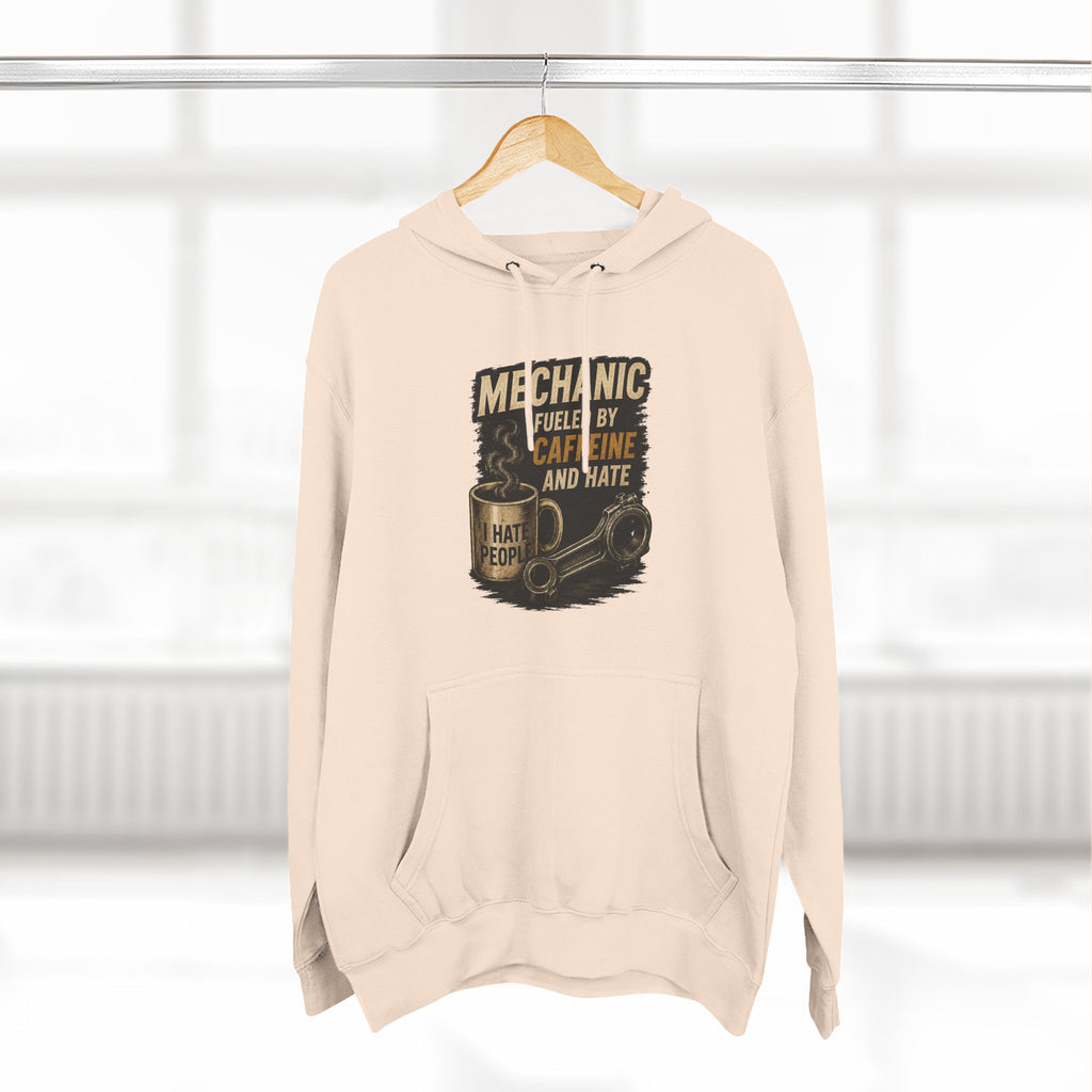 Mechanic Hoodie — 'Fueled by Caffeine and Hate' Graphic Pullover