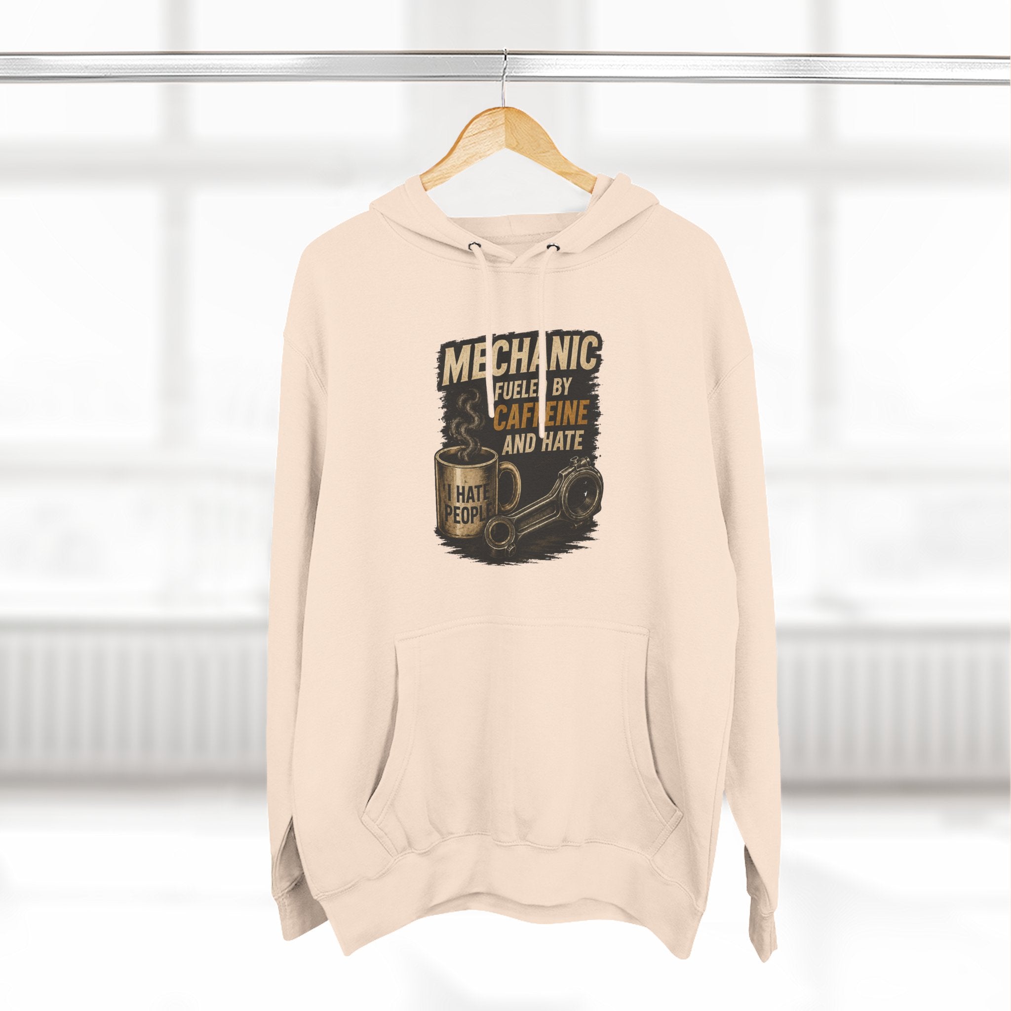 Mechanic Hoodie — 'Fueled by Caffeine and Hate' Graphic Pullover