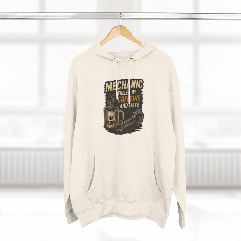 Mechanic Hoodie — 'Fueled by Caffeine and Hate' Graphic Pullover