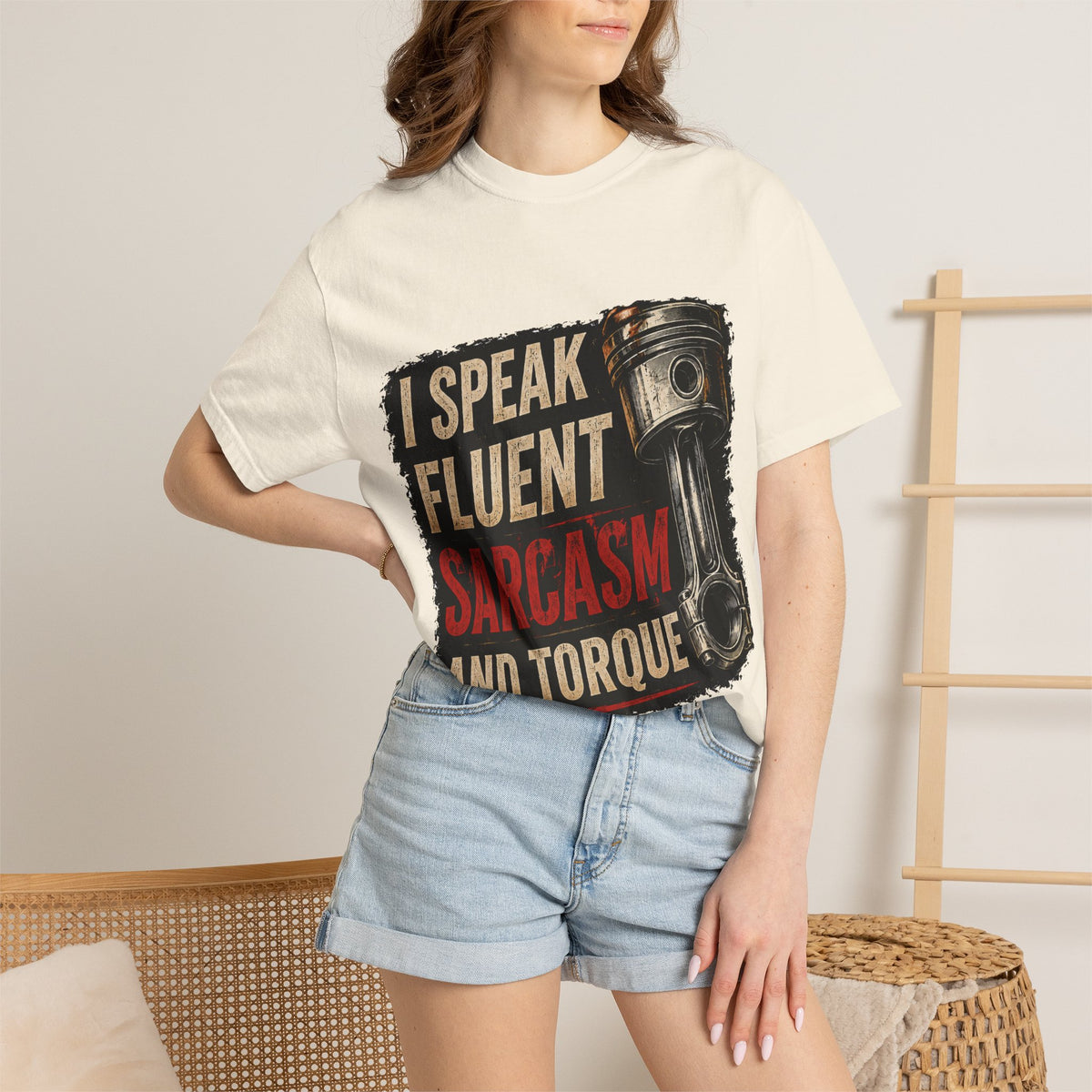 I Speak Fluent Sarcasm and Torque T-Shirt — Funny Mechanic Gift Tee