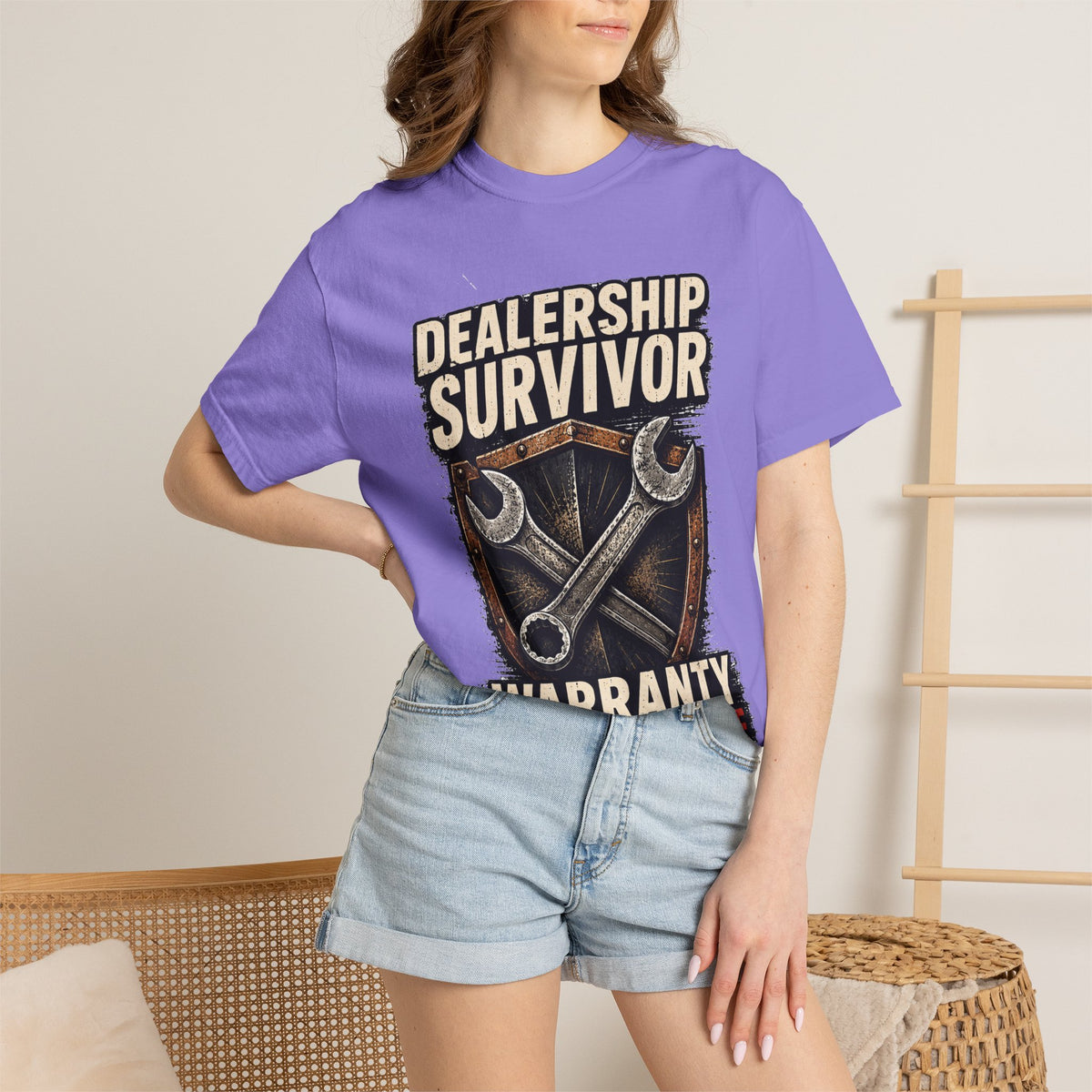 Dealership Survivor T-Shirt — "Warranty Didn't Kill Me" Mechanic Tee