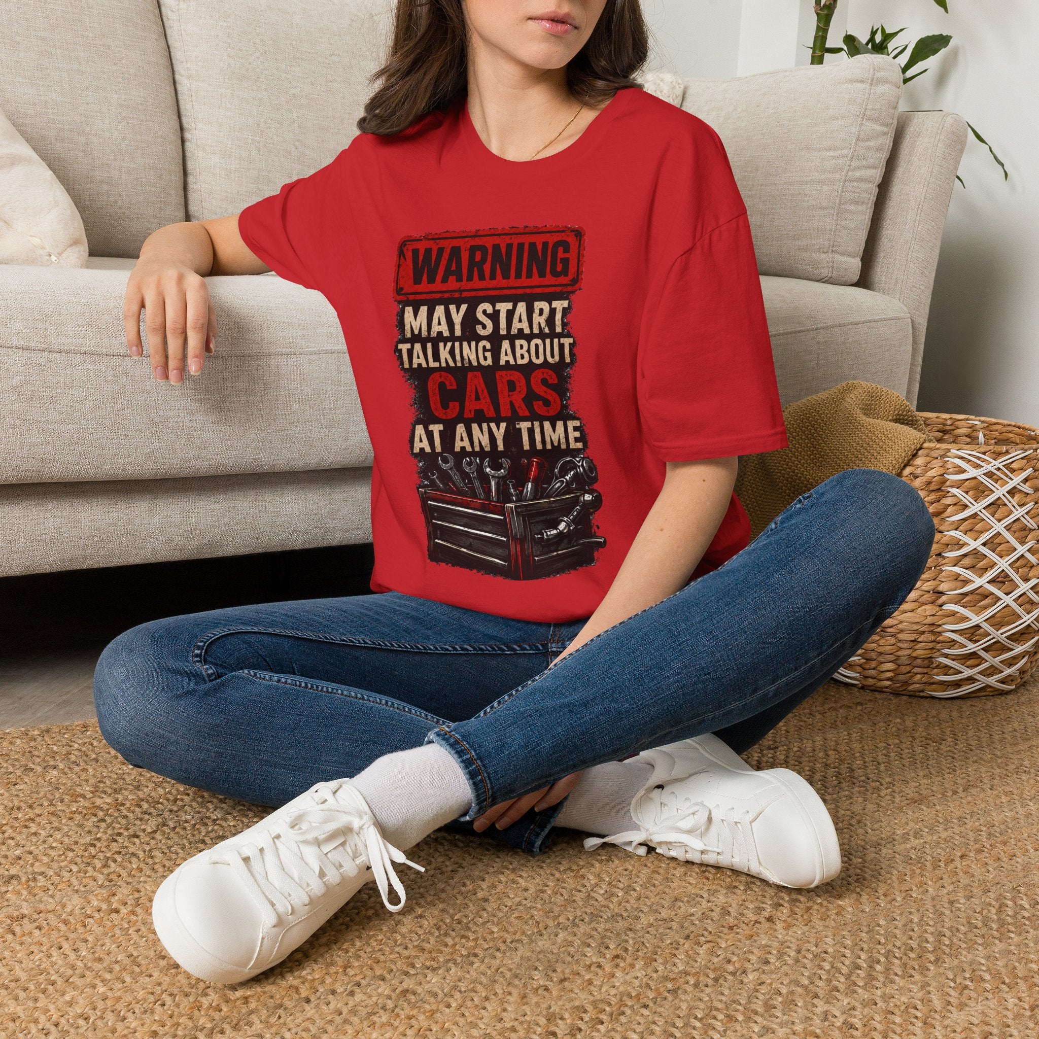 Cars Warning T-Shirt — “Warning May Start Talking About Cars at Any Time” Auto Lover Tee