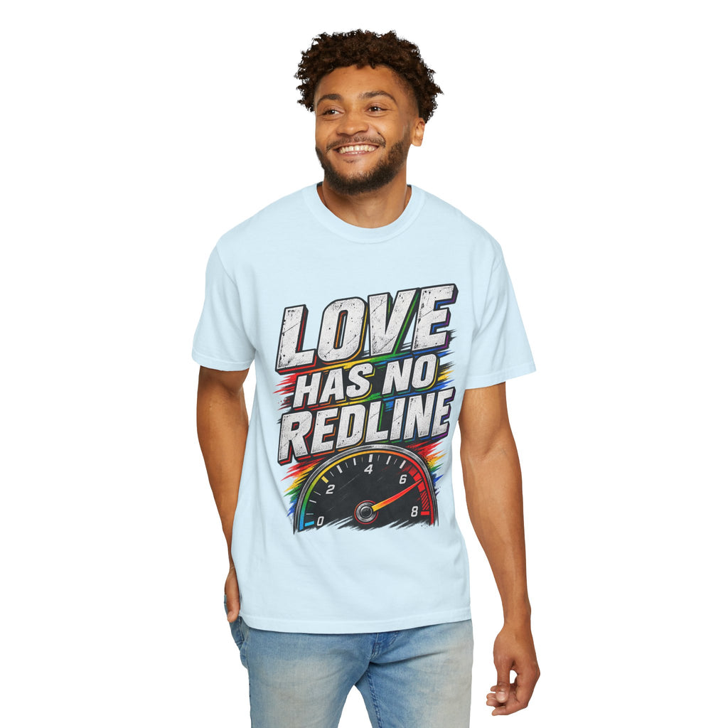 Love Has No Redline T-Shirt — Rainbow Speedometer Pride Tee