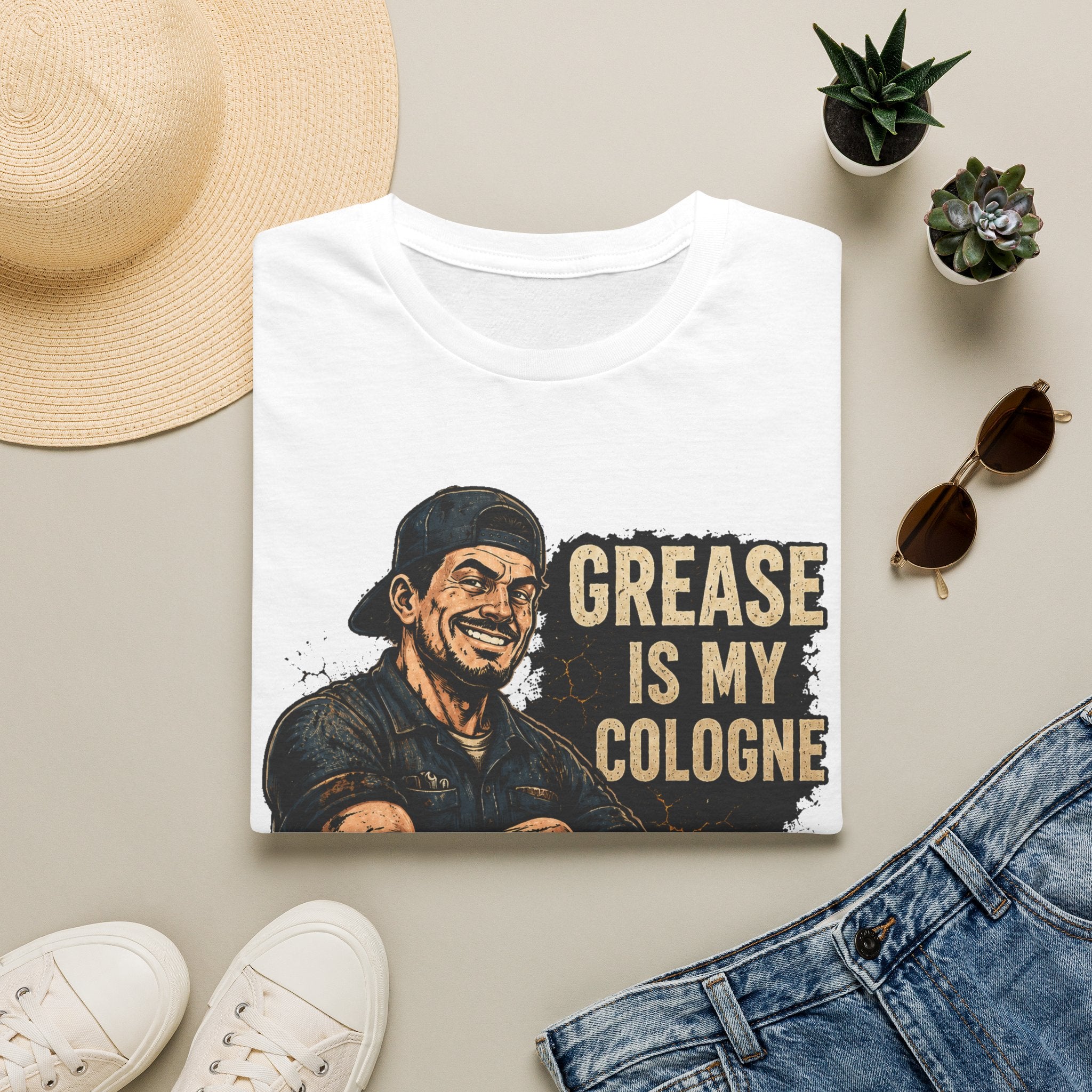Grease Is My Cologne T‑Shirt — Funny Mechanic Vintage Auto Tee
