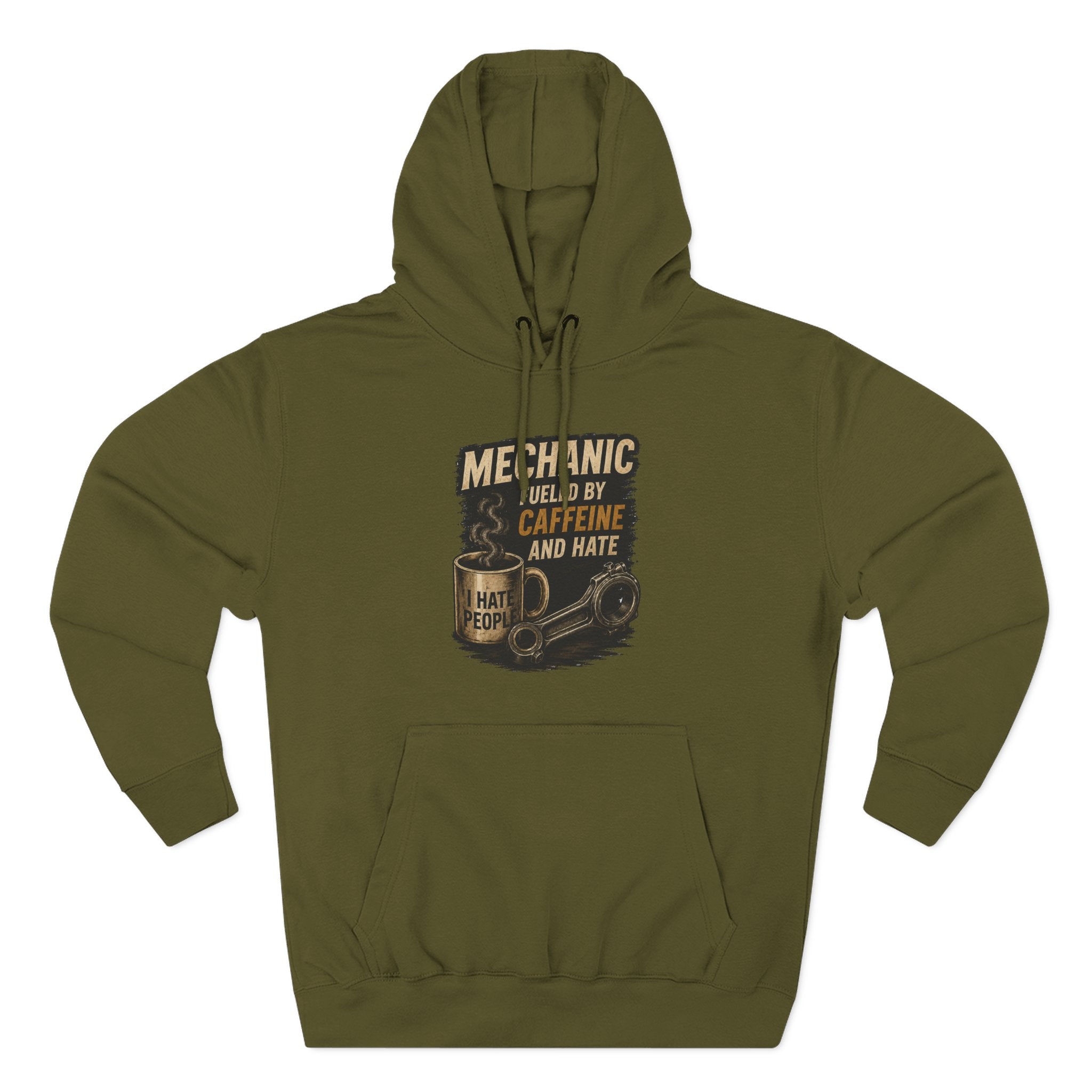 Mechanic Hoodie — 'Fueled by Caffeine and Hate' Graphic Pullover