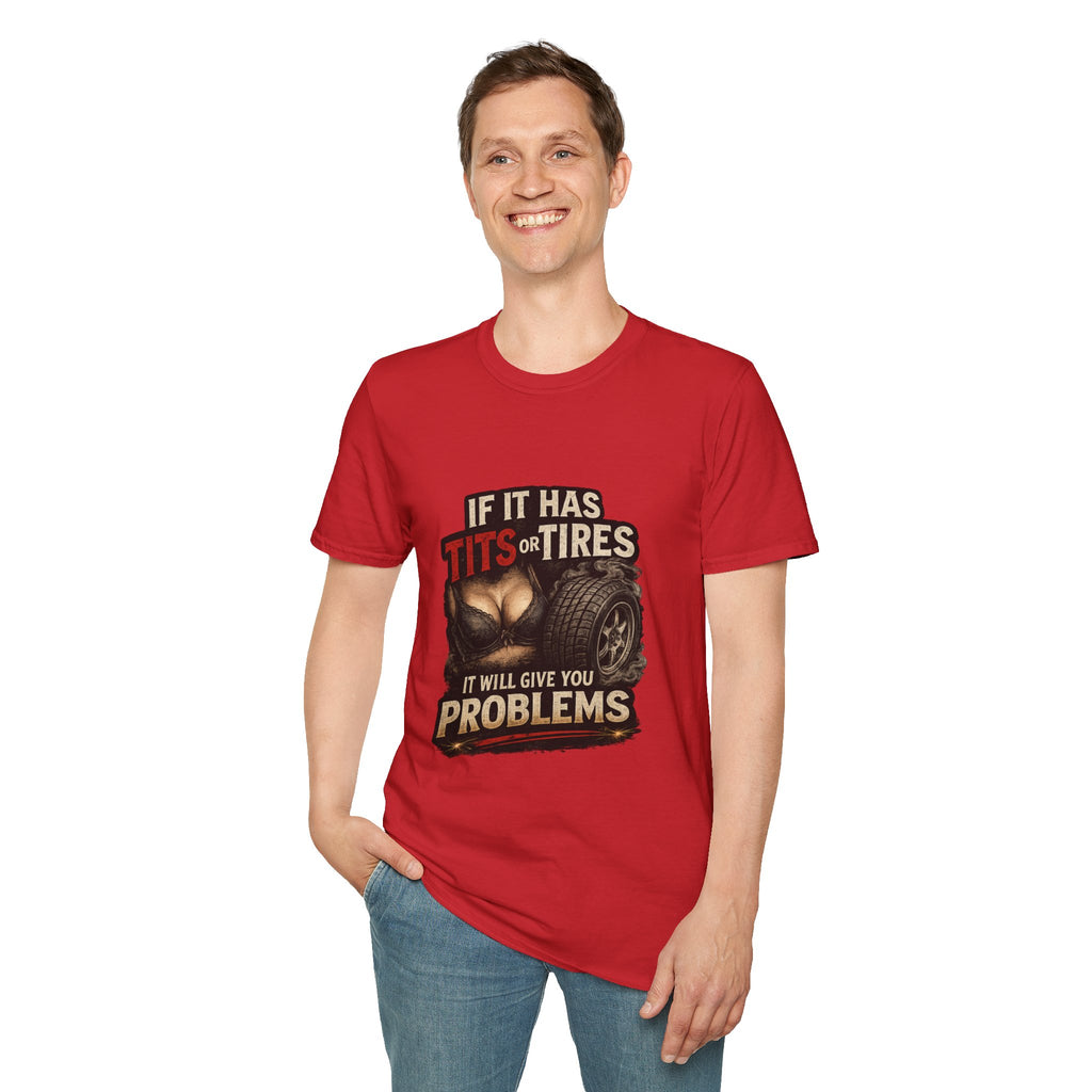 Graphic T-Shirt — "If It Has Tits or Tires" Funny Mechanic Automotive Shirt