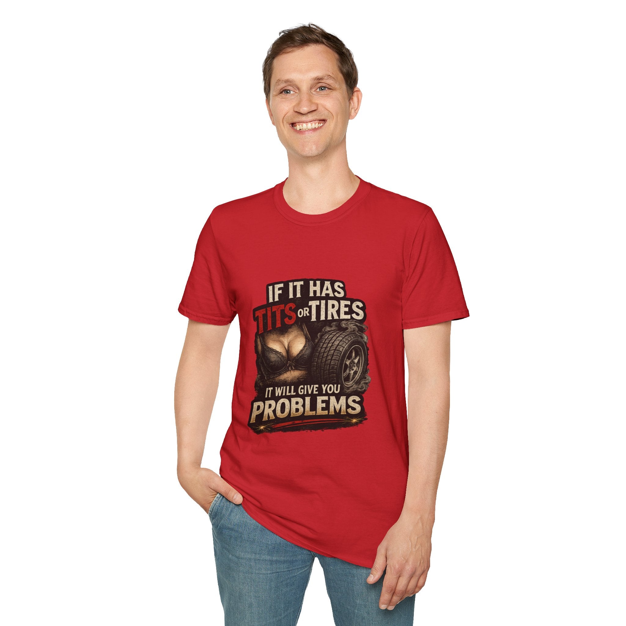 Graphic T-Shirt — "If It Has Tits or Tires" Funny Mechanic Automotive Shirt
