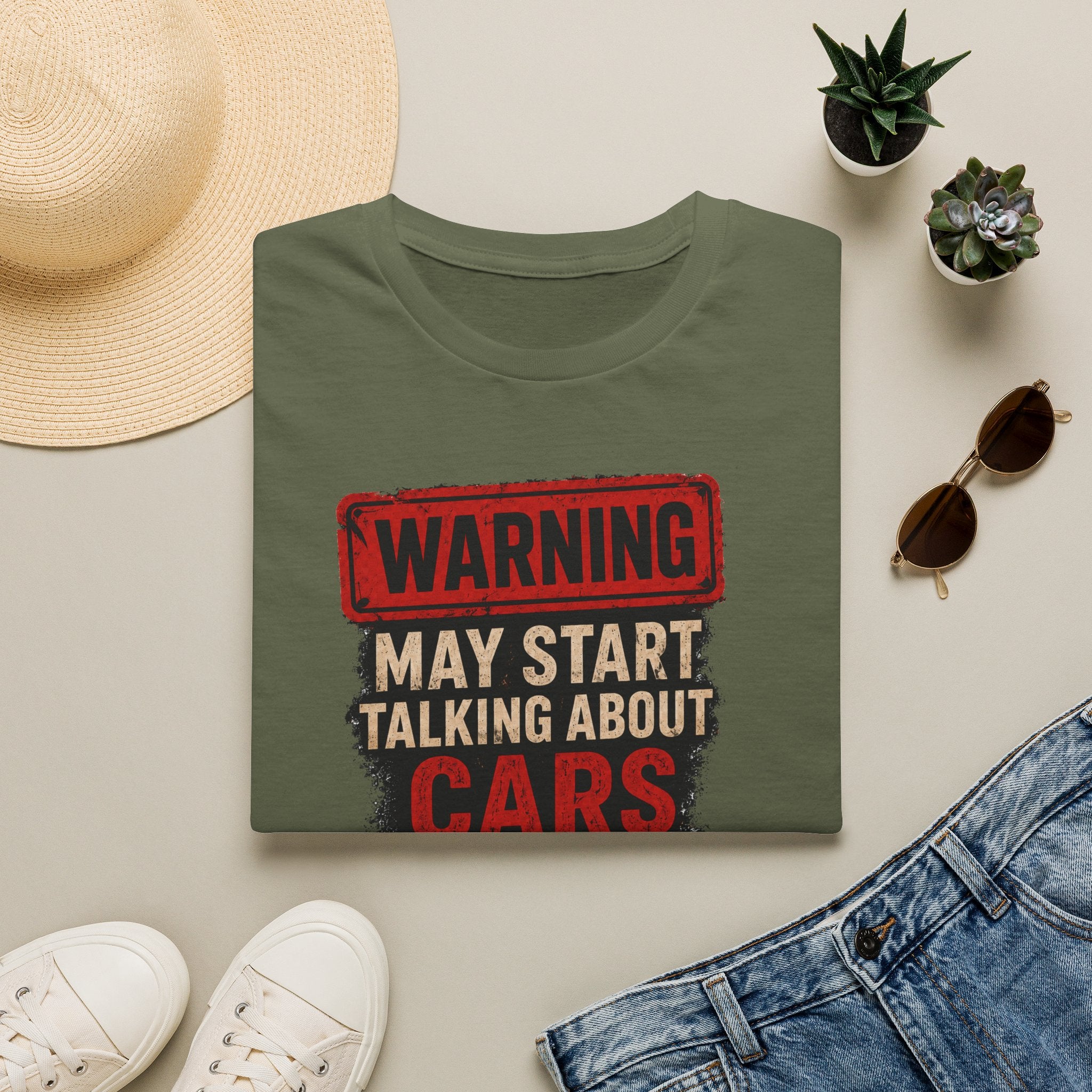 Cars Warning T-Shirt — “Warning May Start Talking About Cars at Any Time” Auto Lover Tee