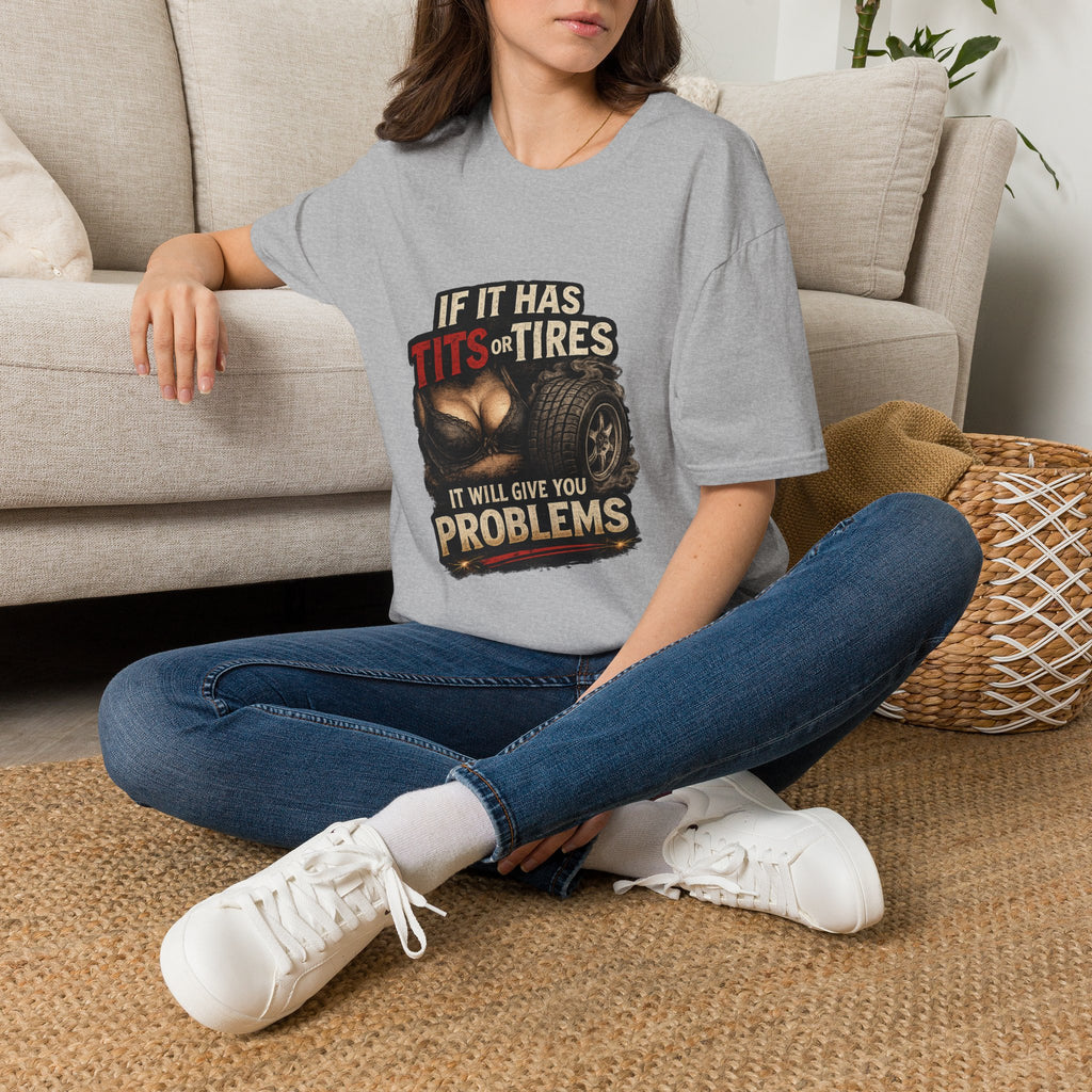 Graphic T-Shirt — "If It Has Tits or Tires" Funny Mechanic Automotive Shirt