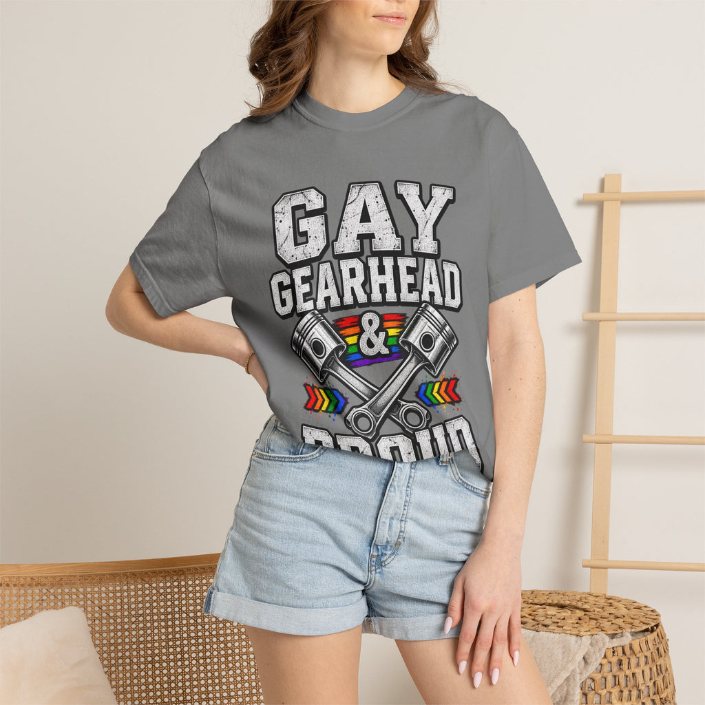 Gay Gearhead & Proud T-Shirt — LGBTQ+ Car Enthusiast Tee