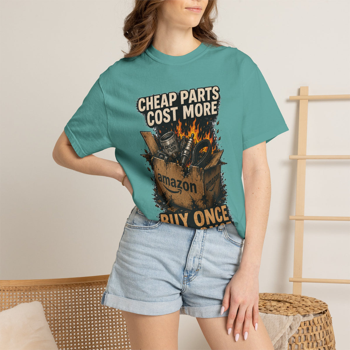 T-Shirt — "Cheap Parts Cost More, Buy Once Cry Once" Mechanics Graphic Tee