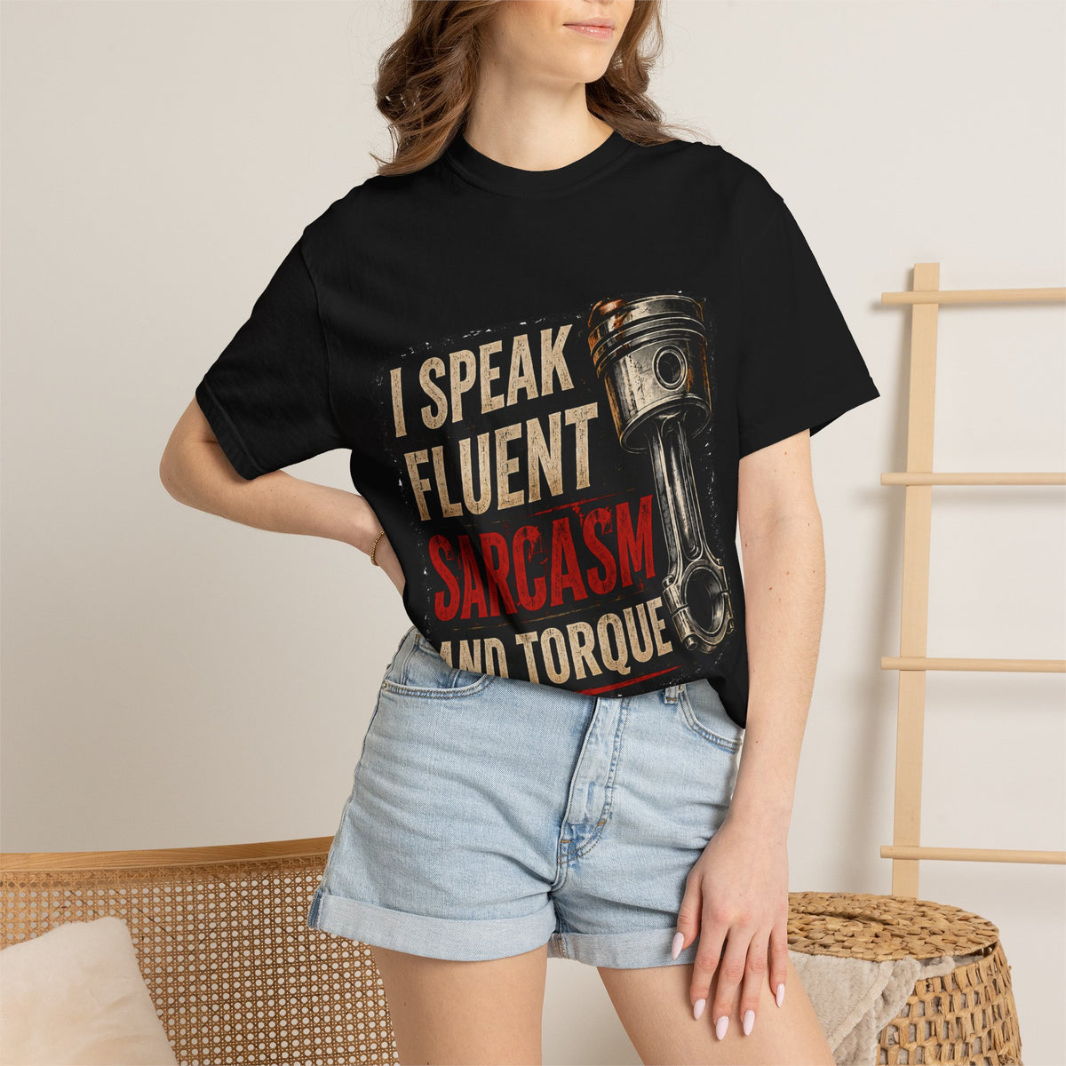 I Speak Fluent Sarcasm and Torque T-Shirt — Funny Mechanic Gift Tee