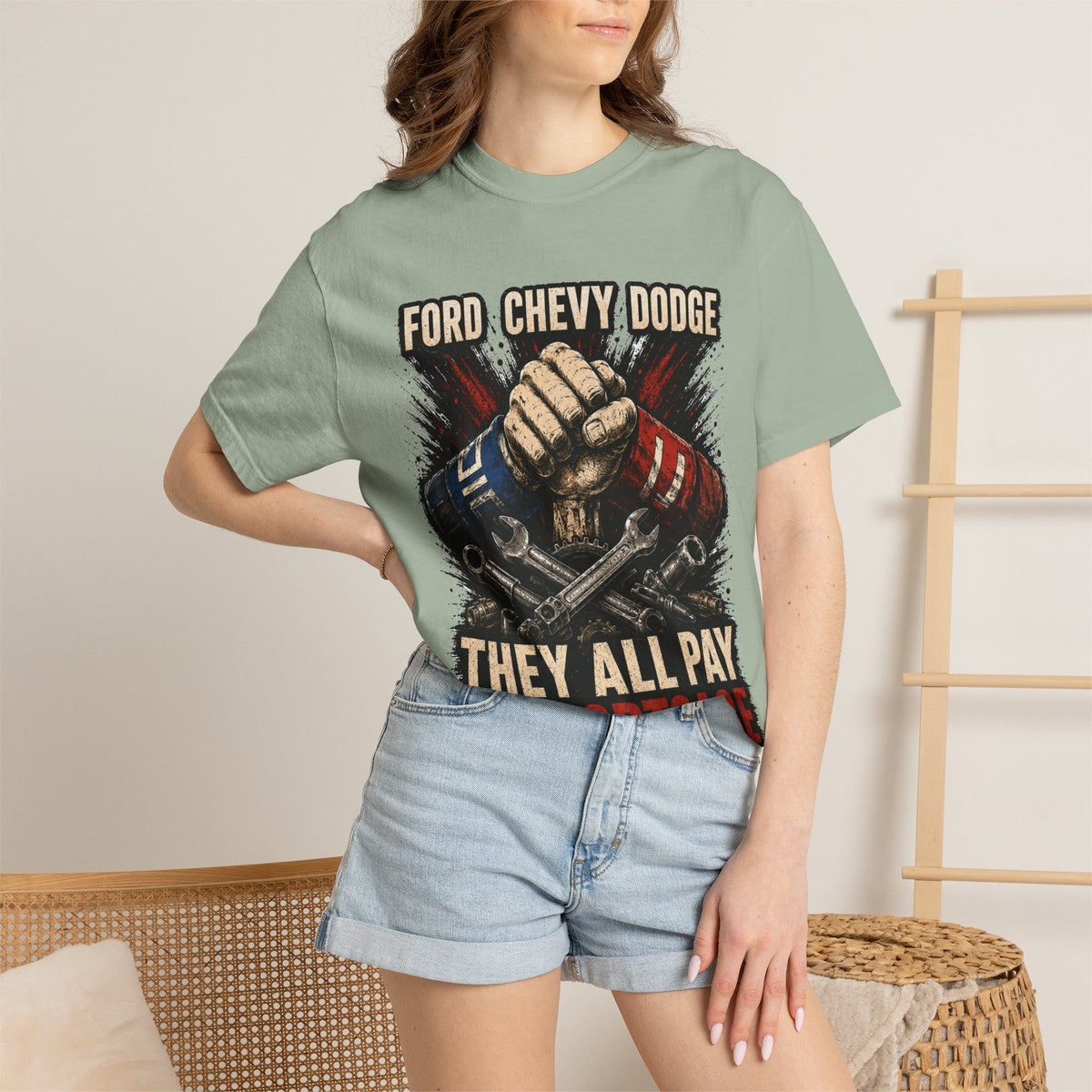 They All Pay My Mortgage T-Shirt — Ford Chevy Dodge Mechanics Shirt