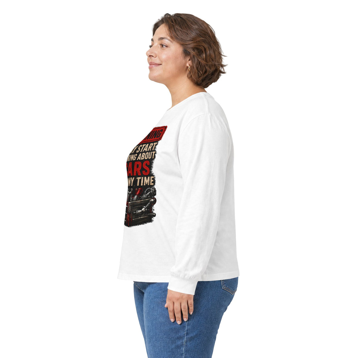 Long Sleeve Tee — "Warning: May Start Talking About Cars at Any Time" Car Lover Shirt