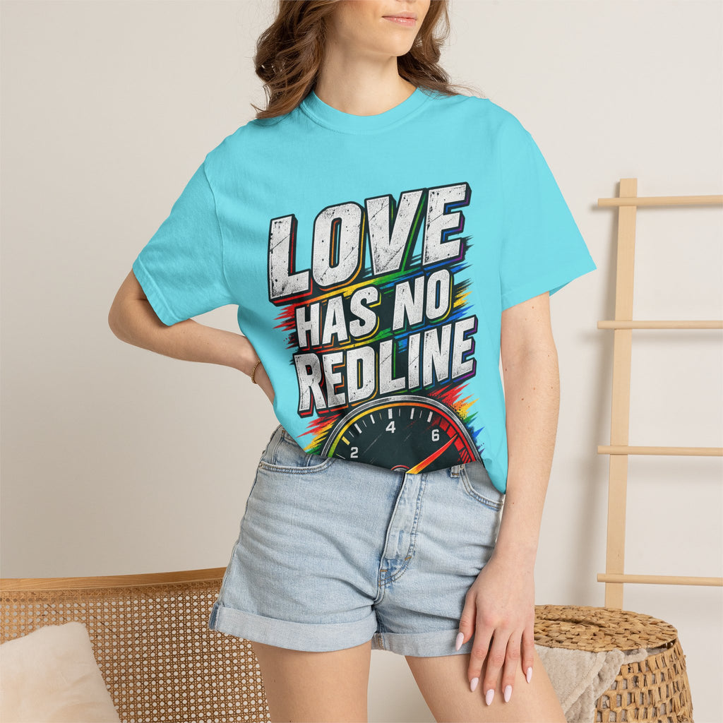 Love Has No Redline T-Shirt — Rainbow Speedometer Pride Tee