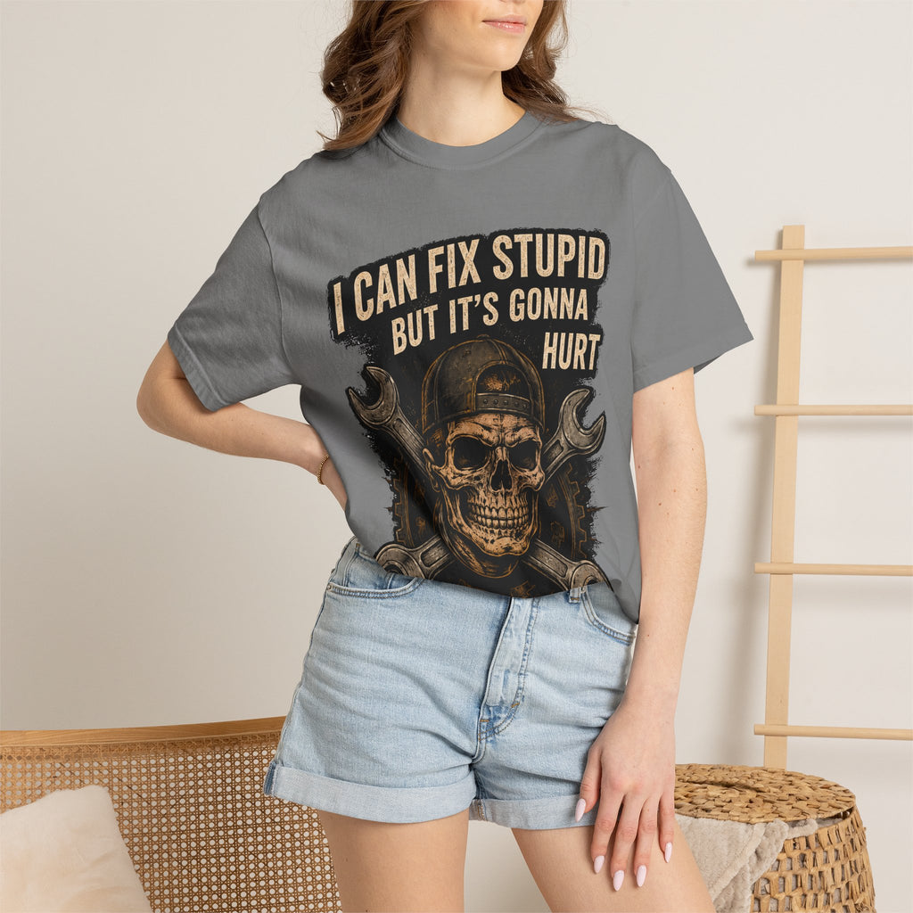 I Can Fix Stupid Skull T-Shirt — Mechanic Wrench Graphic Tee #9