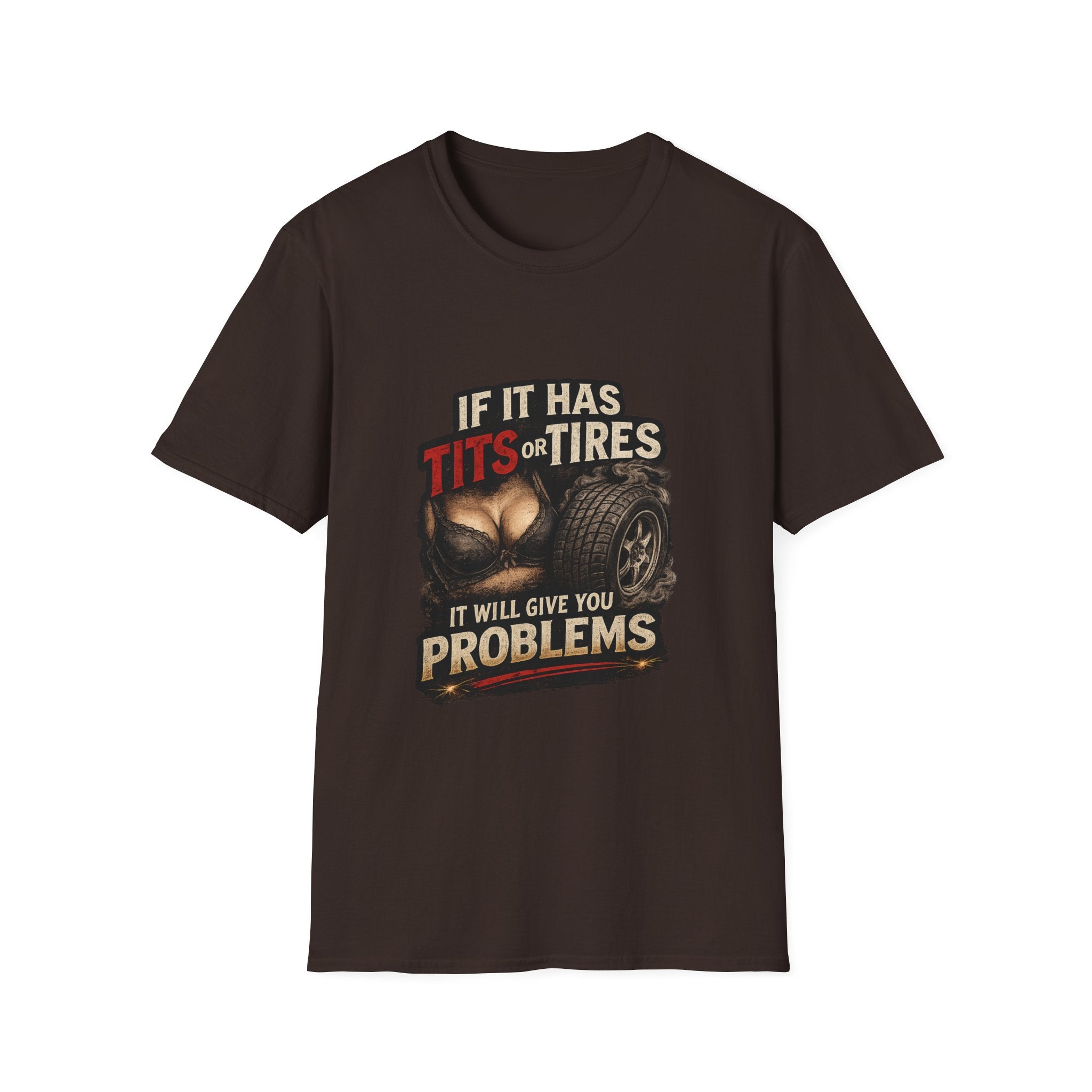 Graphic T-Shirt — "If It Has Tits or Tires" Funny Mechanic Automotive Shirt