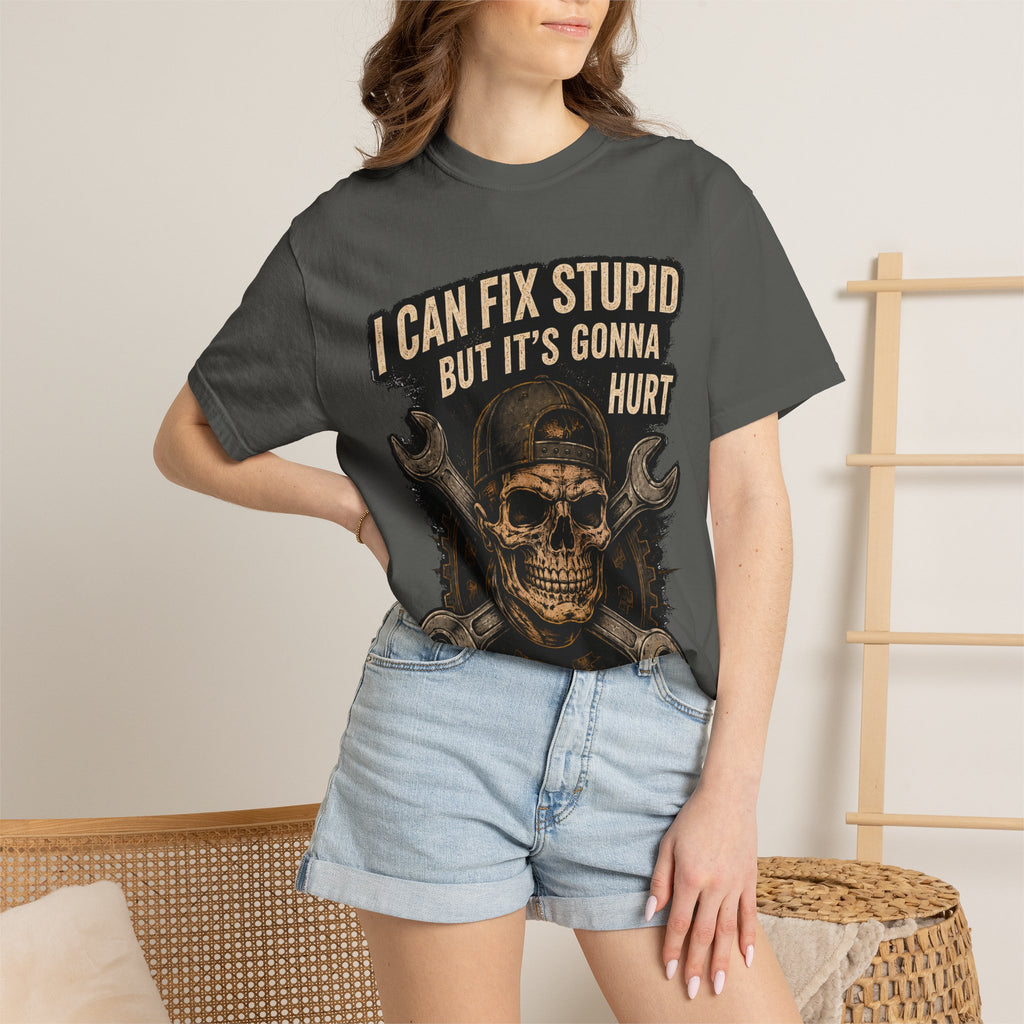 I Can Fix Stupid Skull T-Shirt — Mechanic Wrench Graphic Tee #9