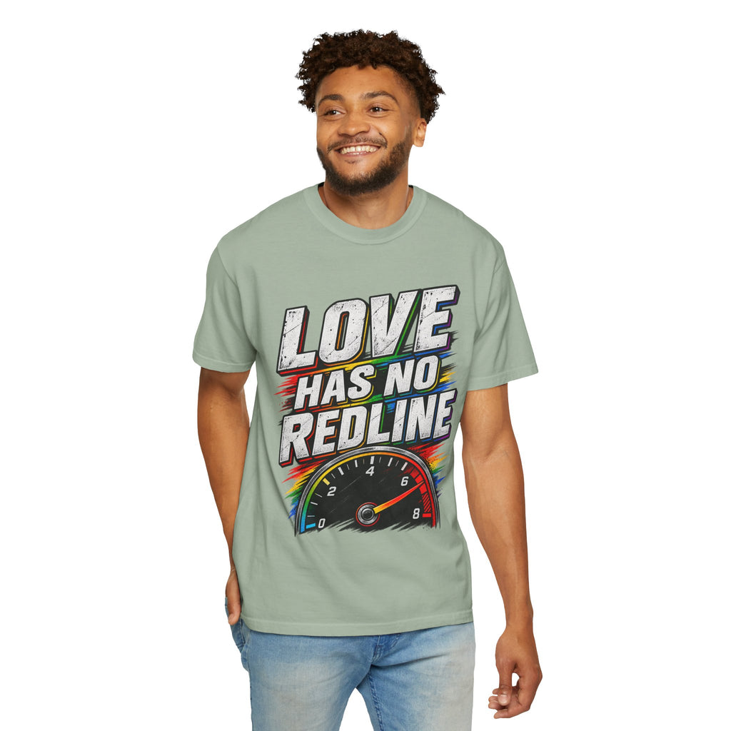 Love Has No Redline T-Shirt — Rainbow Speedometer Pride Tee