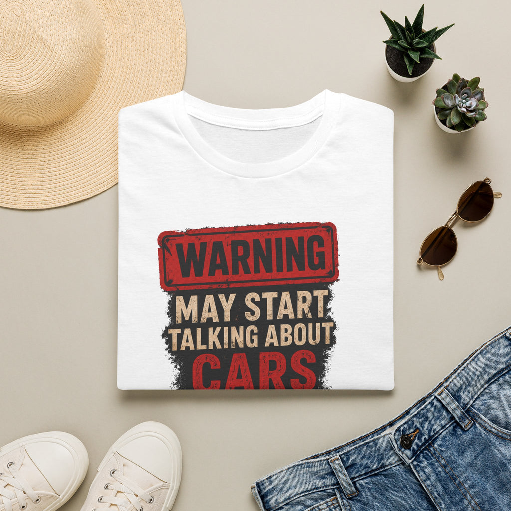 Cars Warning T-Shirt — “Warning May Start Talking About Cars at Any Time” Auto Lover Tee