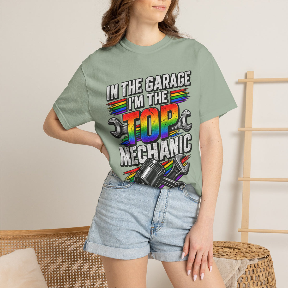 Top Mechanic T-Shirt — "In the Garage I'm the Top Mechanic" Graphic Tee