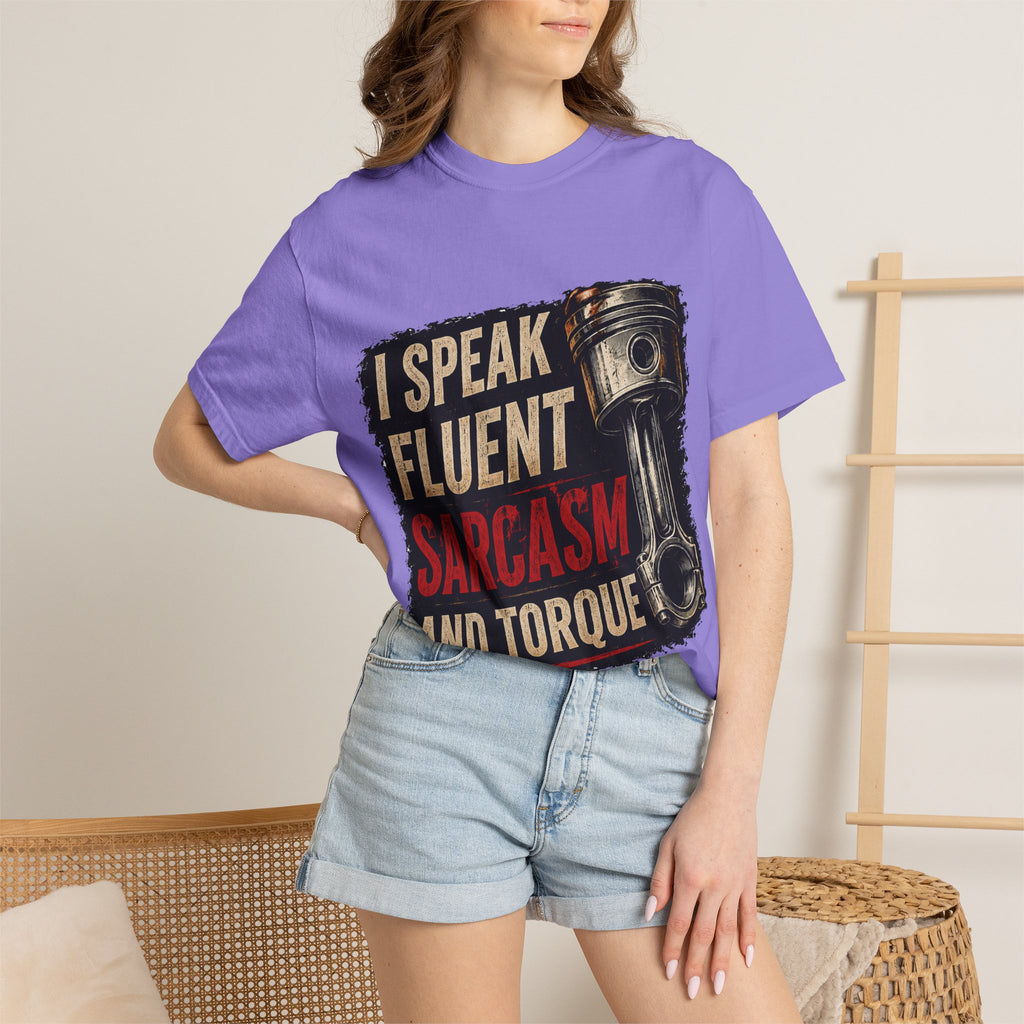 I Speak Fluent Sarcasm and Torque T-Shirt — Funny Mechanic Gift Tee