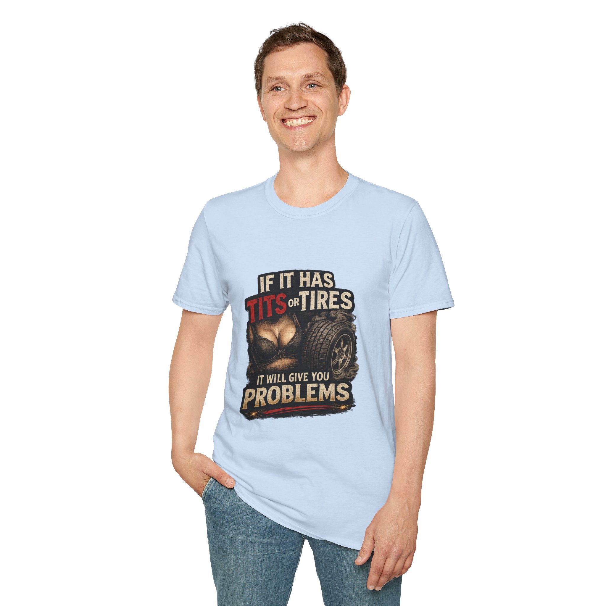 Graphic T-Shirt — "If It Has Tits or Tires" Funny Mechanic Automotive Shirt