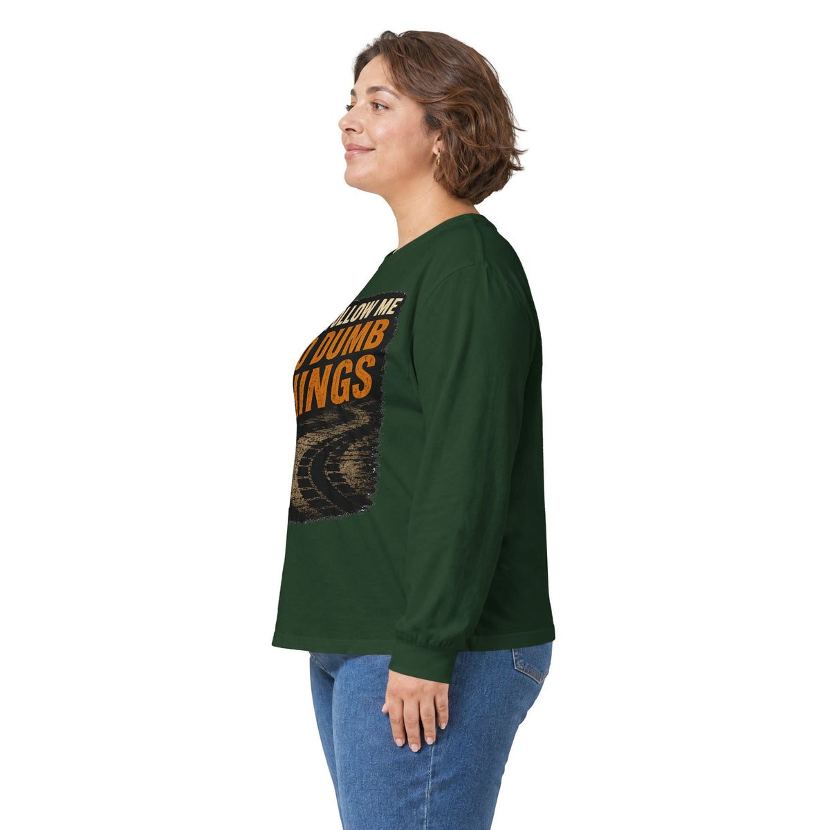Long Sleeve Tee - "Don't Follow Me I Do Dumb Things" Retro Track Graphic