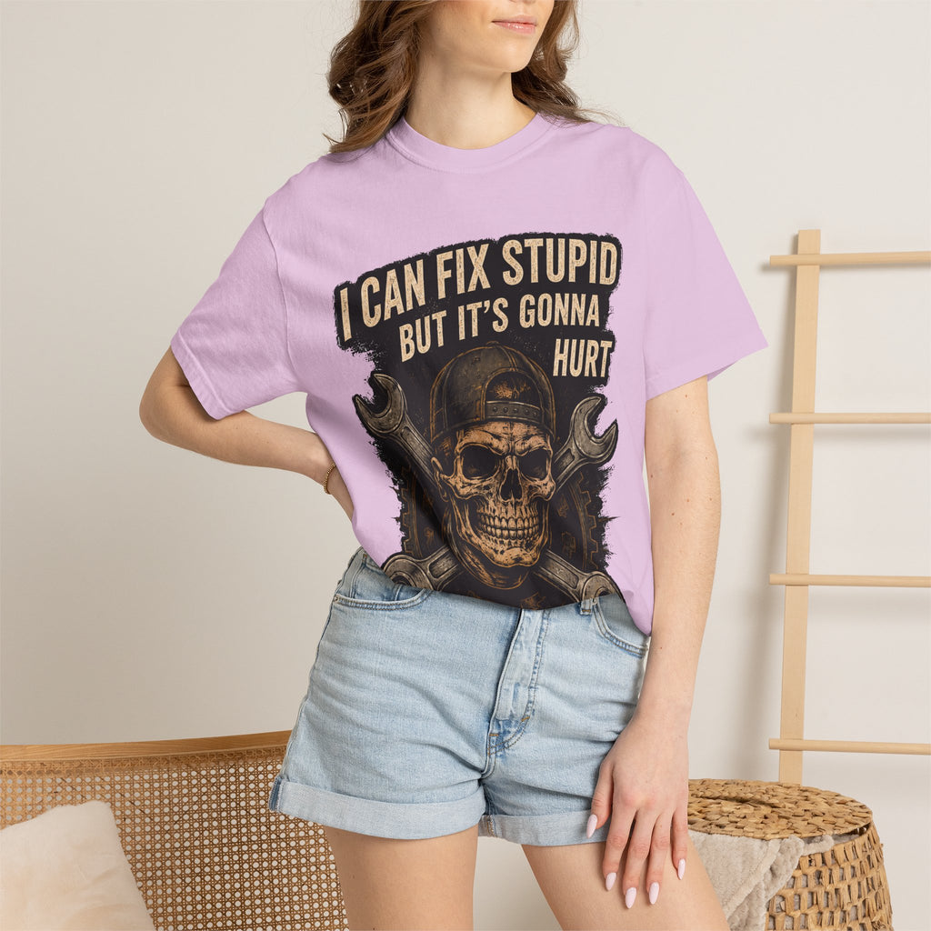 I Can Fix Stupid Skull T-Shirt — Mechanic Wrench Graphic Tee #9