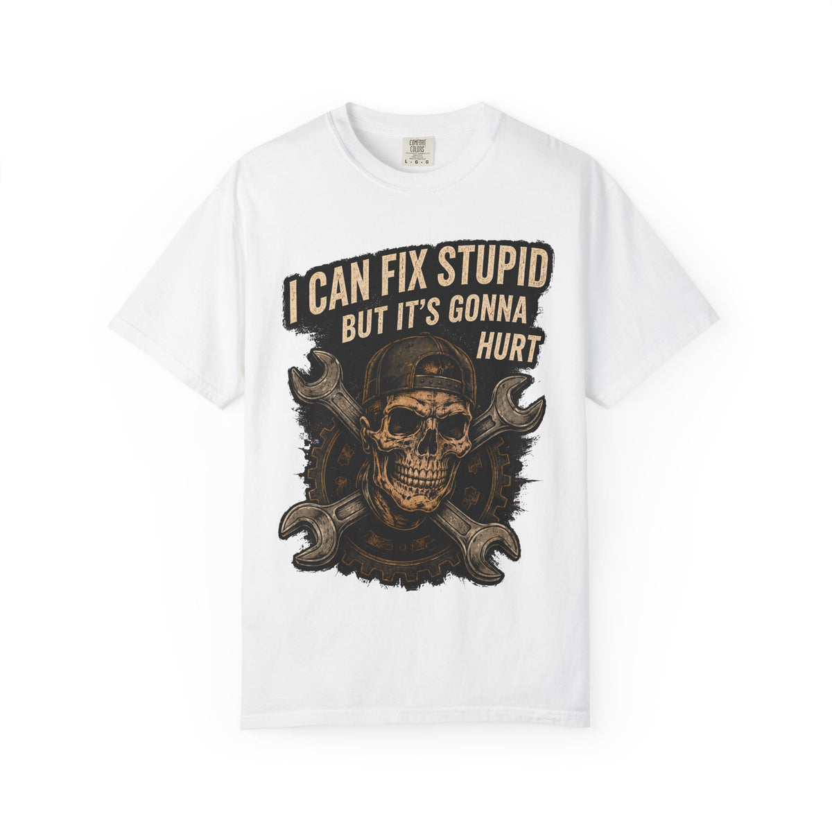 I Can Fix Stupid Skull T-Shirt — Mechanic Wrench Graphic Tee #9