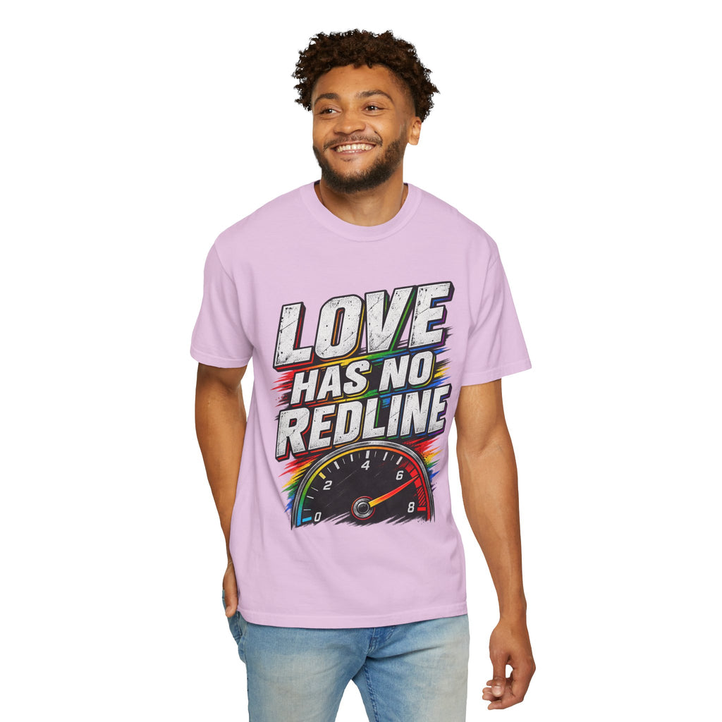 Love Has No Redline T-Shirt — Rainbow Speedometer Pride Tee