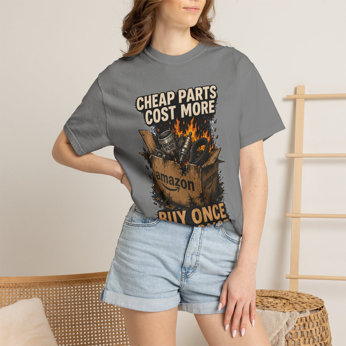 T-Shirt — "Cheap Parts Cost More, Buy Once Cry Once" Mechanics Graphic Tee