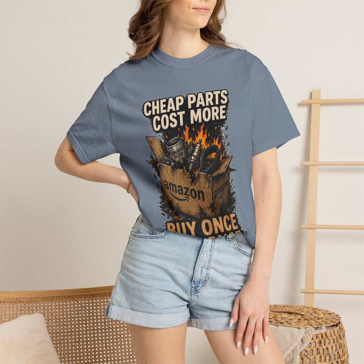 T-Shirt — "Cheap Parts Cost More, Buy Once Cry Once" Mechanics Graphic Tee