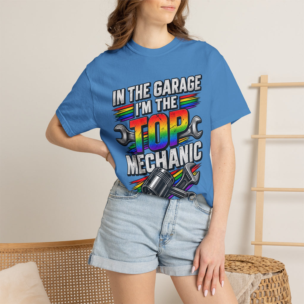 Top Mechanic T-Shirt — "In the Garage I'm the Top Mechanic" Graphic Tee