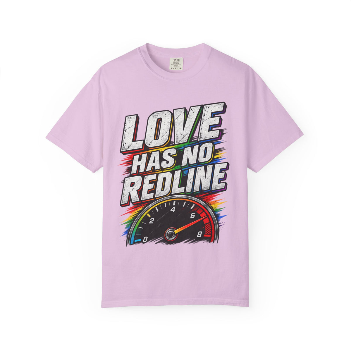 Love Has No Redline T-Shirt — Rainbow Speedometer Pride Tee