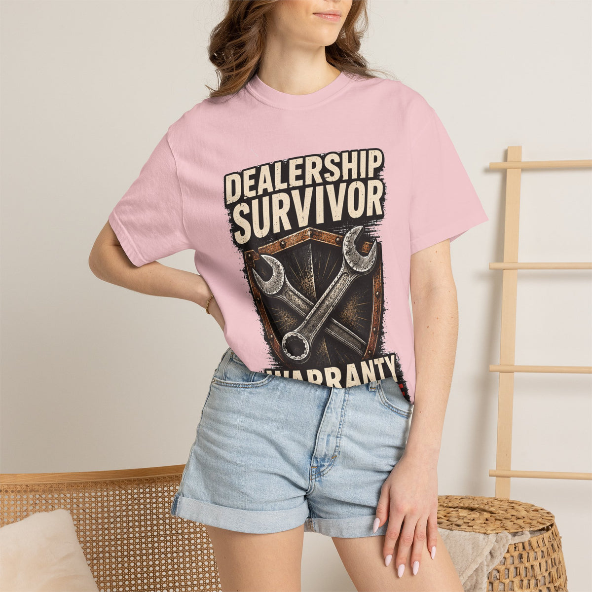 Dealership Survivor T-Shirt — "Warranty Didn't Kill Me" Mechanic Tee