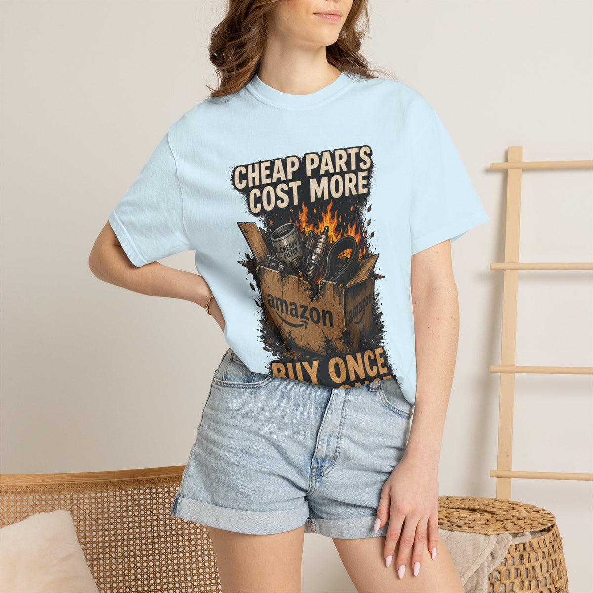 T-Shirt — "Cheap Parts Cost More, Buy Once Cry Once" Mechanics Graphic Tee