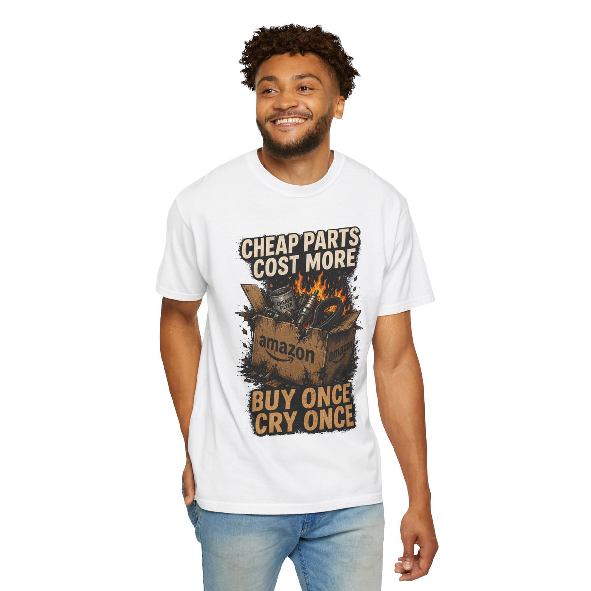 T-Shirt — "Cheap Parts Cost More, Buy Once Cry Once" Mechanics Graphic Tee