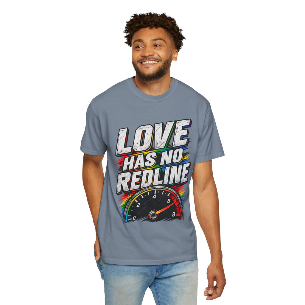 Love Has No Redline T-Shirt — Rainbow Speedometer Pride Tee