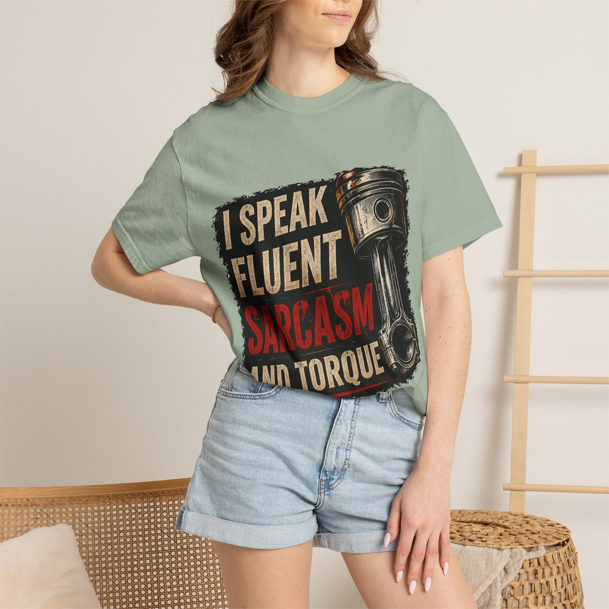 I Speak Fluent Sarcasm and Torque T-Shirt — Funny Mechanic Gift Tee