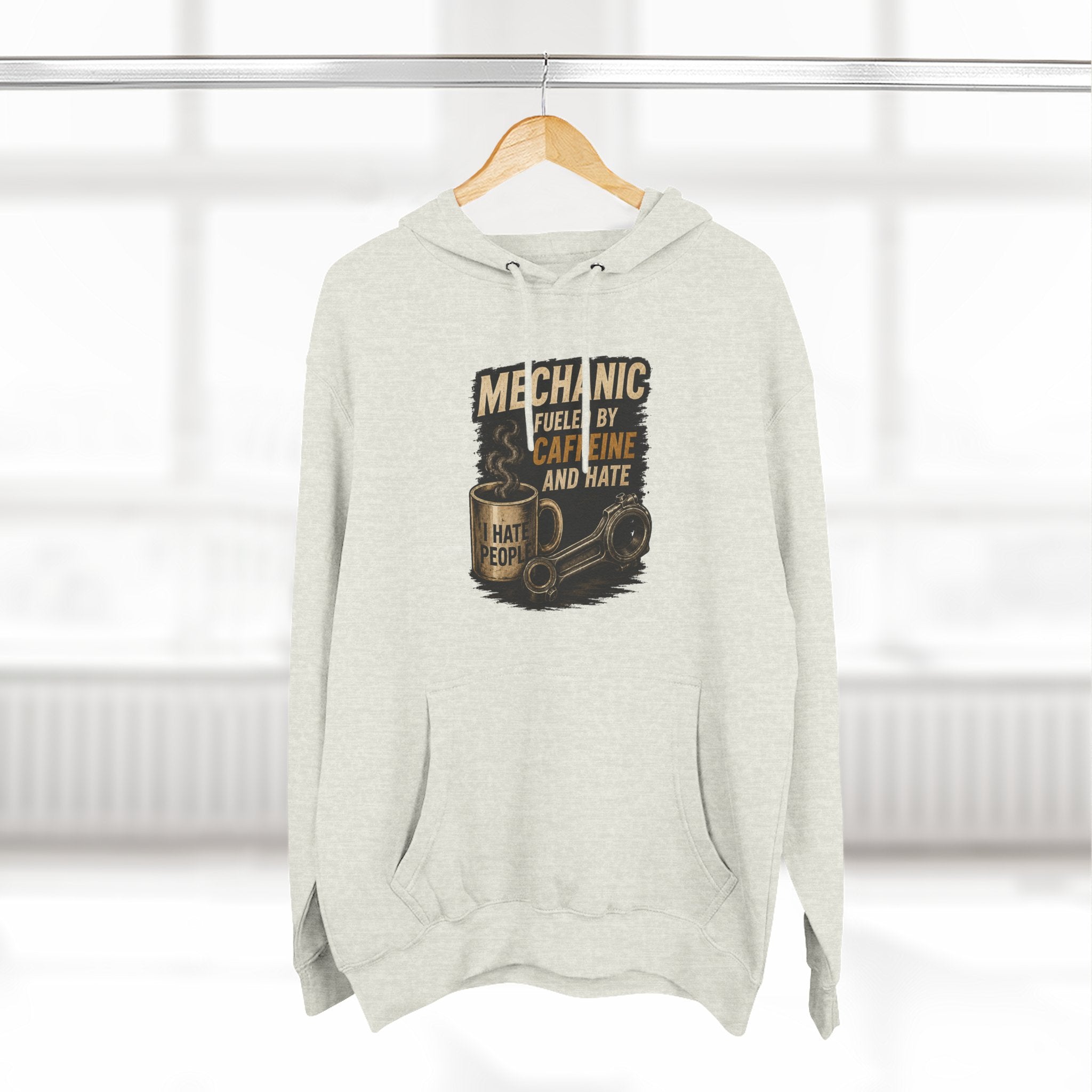 Mechanic Hoodie — 'Fueled by Caffeine and Hate' Graphic Pullover