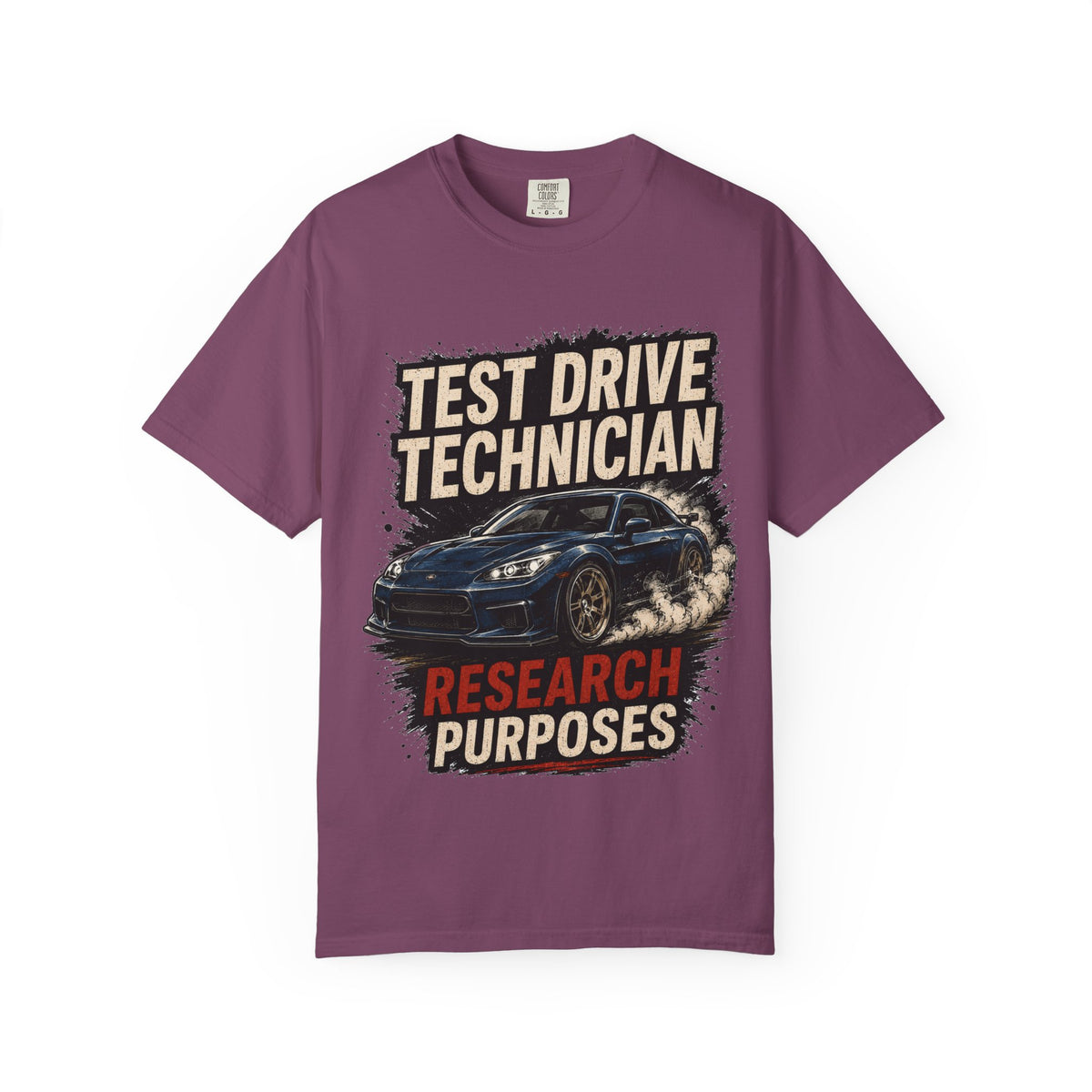 Test Drive Technician T-Shirt — "Research Purposes" Car Racing Graphic Tee