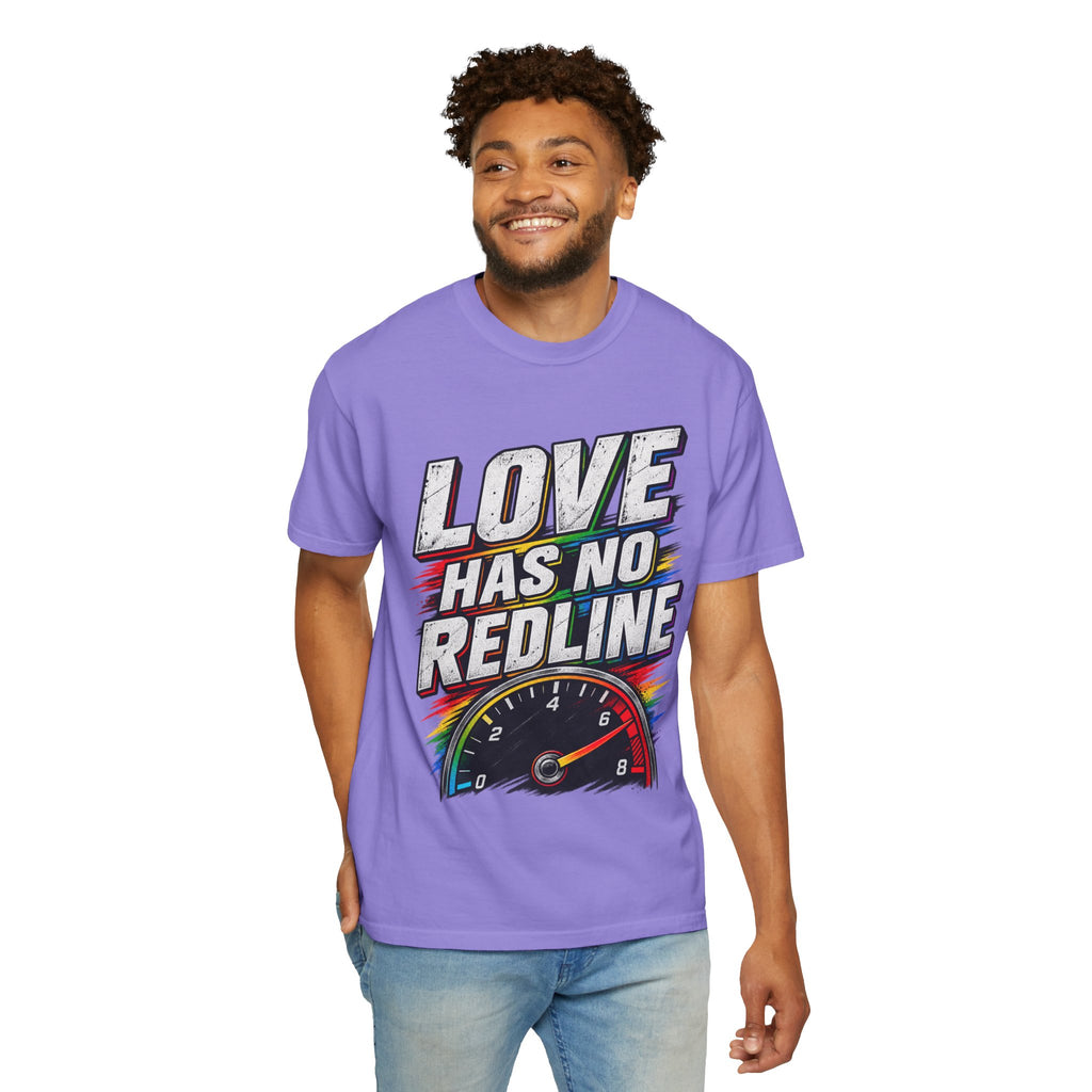 Love Has No Redline T-Shirt — Rainbow Speedometer Pride Tee