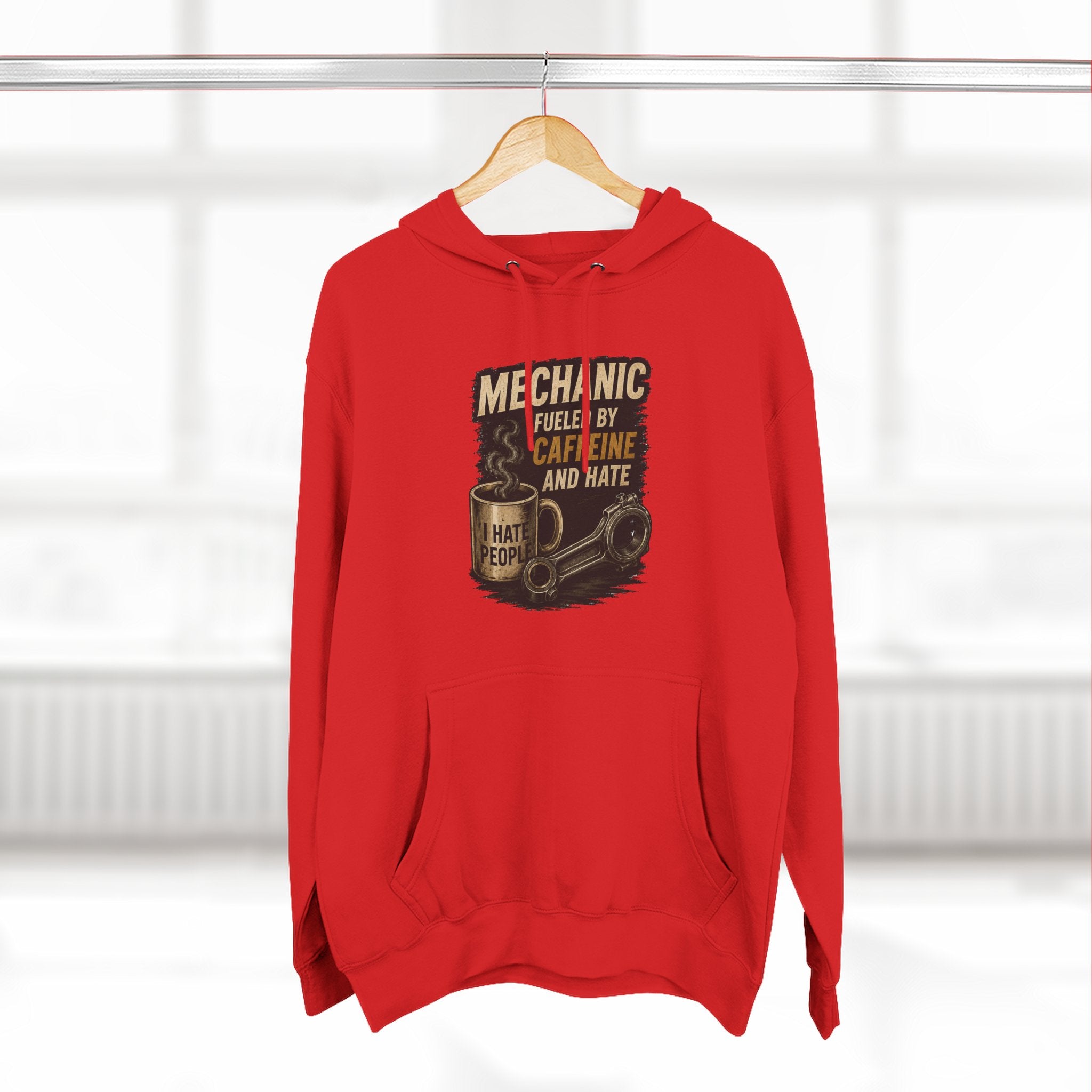 Mechanic Hoodie — 'Fueled by Caffeine and Hate' Graphic Pullover